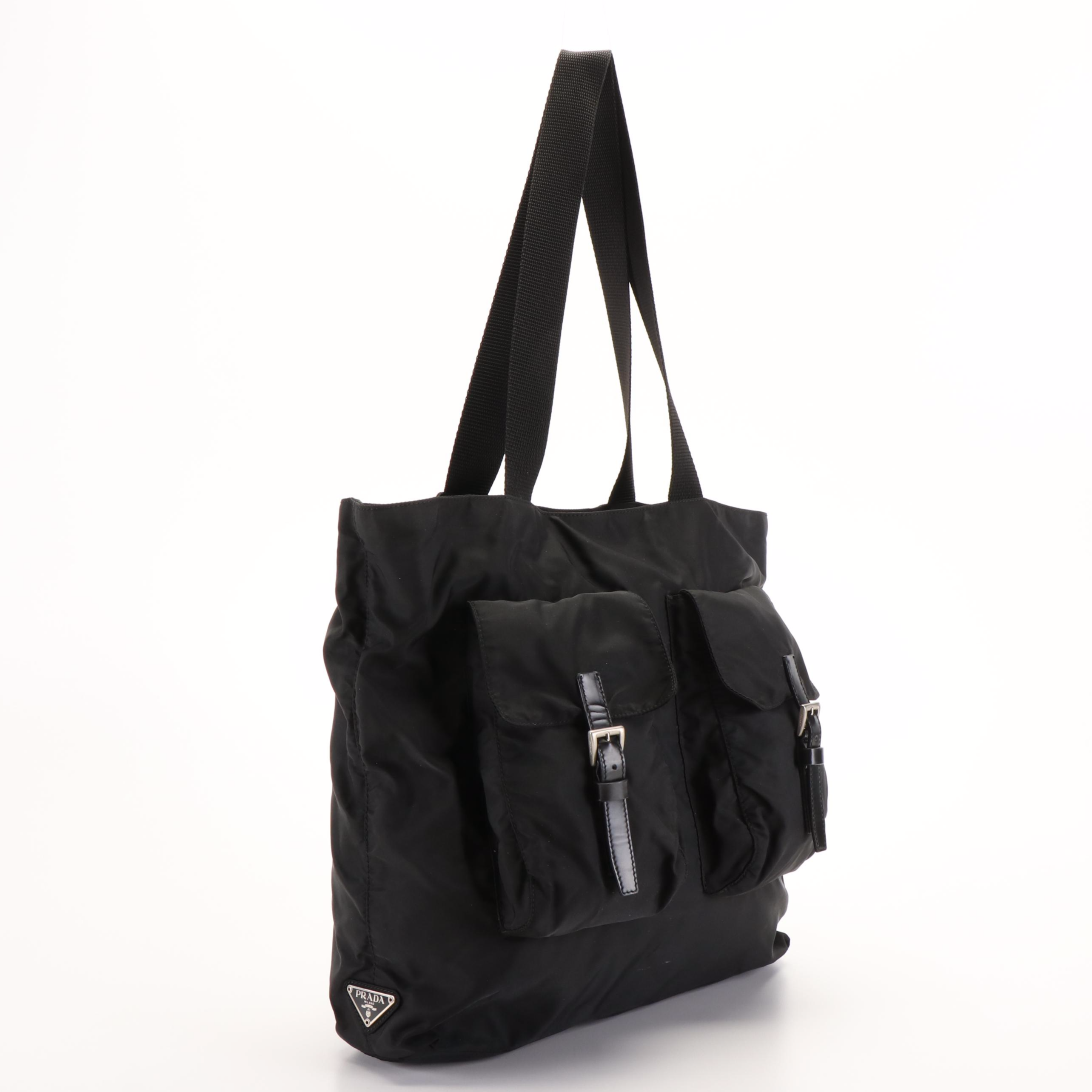 Prada Utility Classic Logo Black Tessuto Nylon Tote Bag