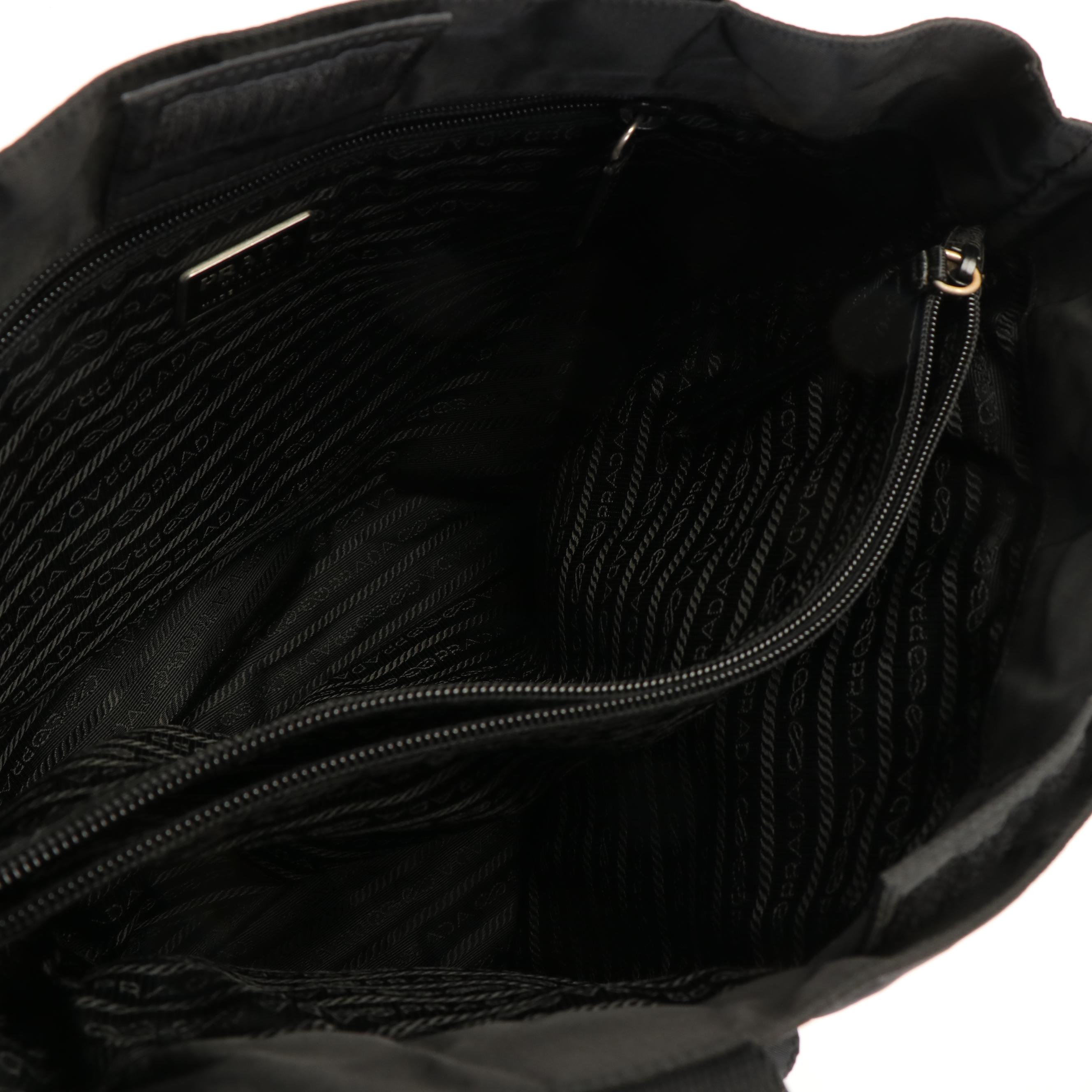 Prada Utility Classic Logo Black Tessuto Nylon Tote Bag
