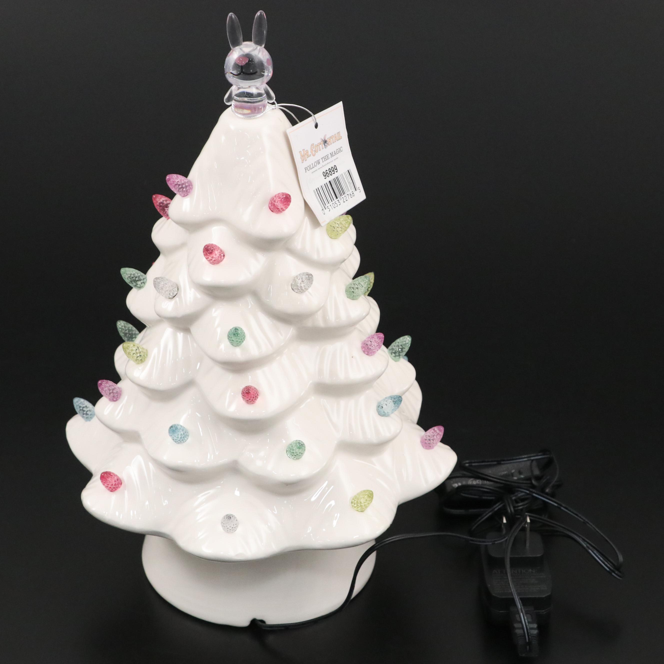 Mr. Cottontail 13" Illuminated Ceramic Easter Tree