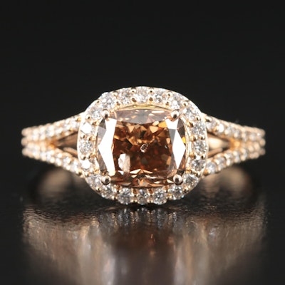14K 2.51 CTW Diamond Ring with Fancy Brown Center