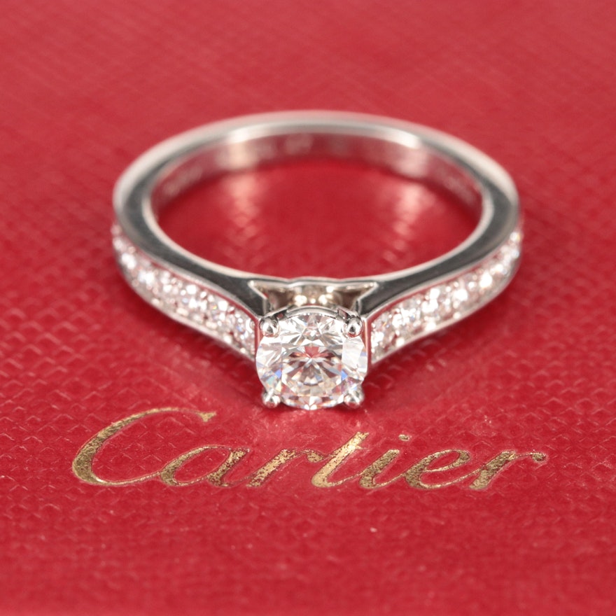 Cartier 1895 Platinum 0.75 CTW Diamond Ring with GIA Dossier