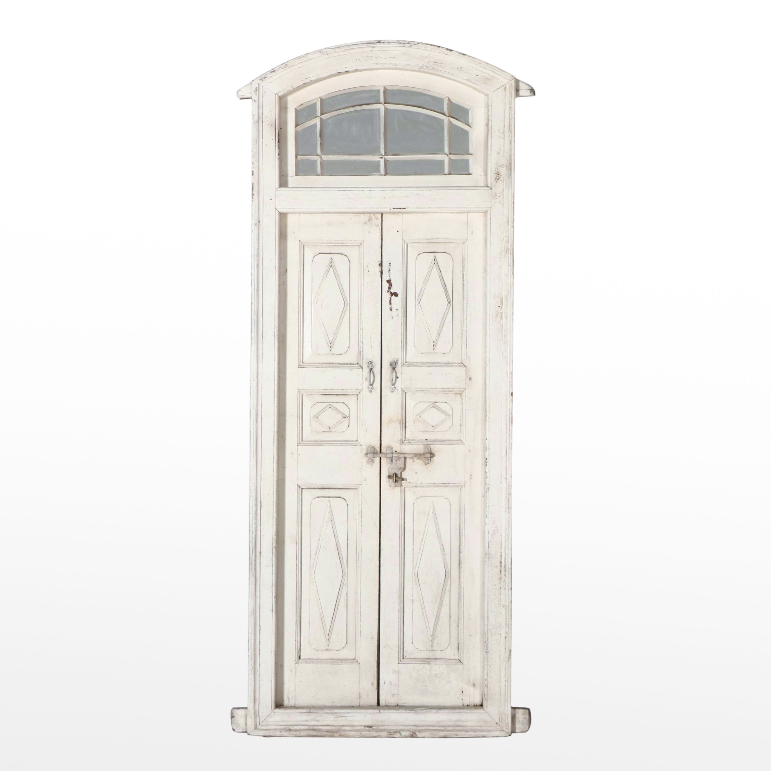 Continental European Architectural Salvage French Door with Transom Window