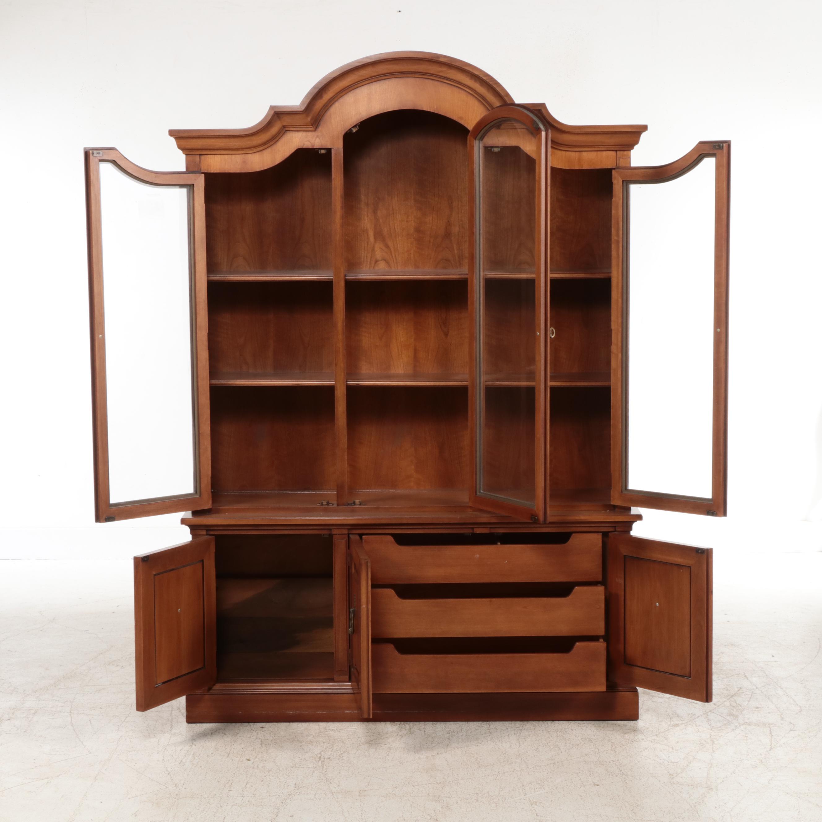 Drexel "Repertoire" Cherrywood, Walnut, and Burl Elm China Cabinet