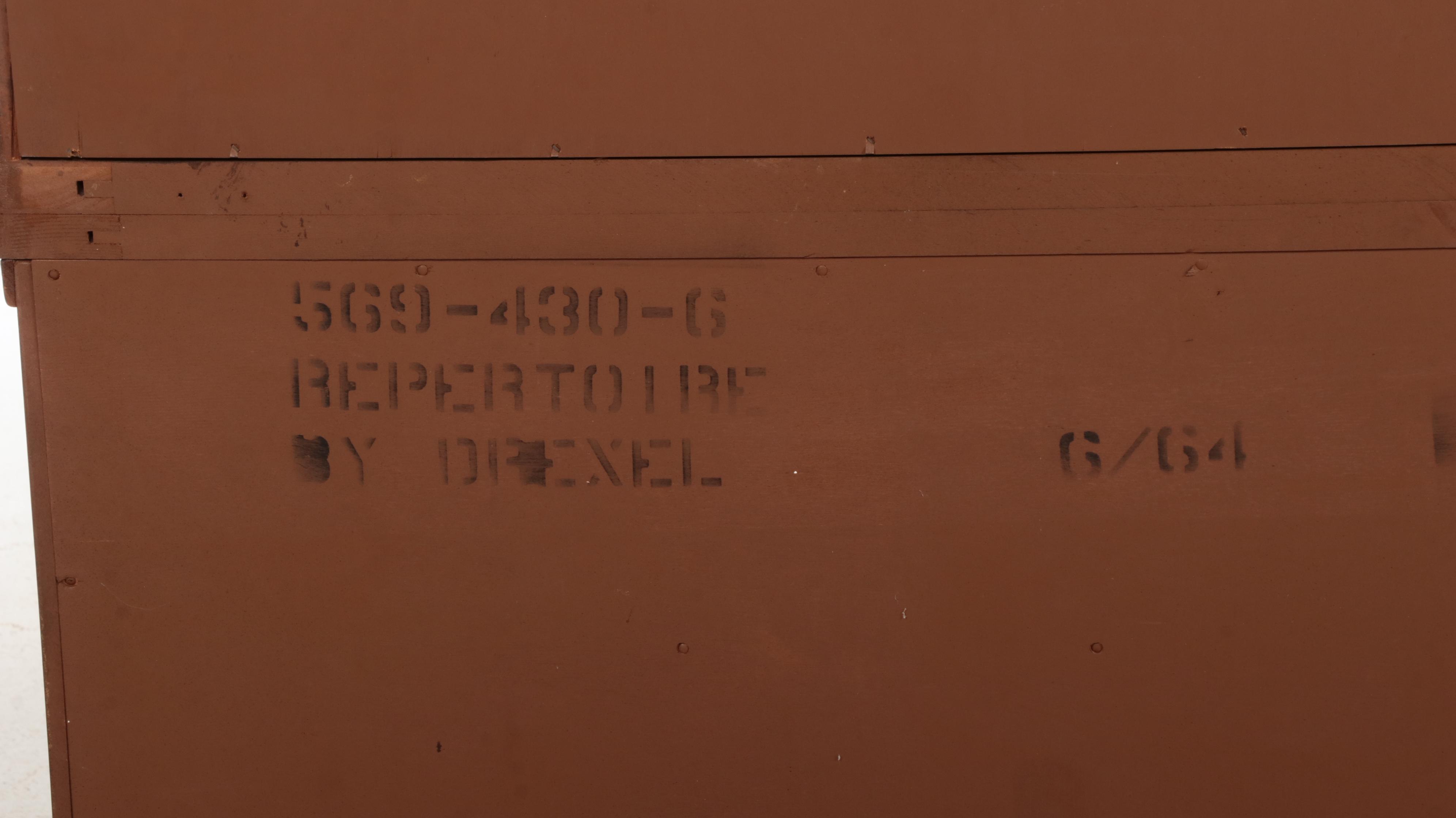 Drexel "Repertoire" Cherrywood, Walnut, and Burl Elm China Cabinet