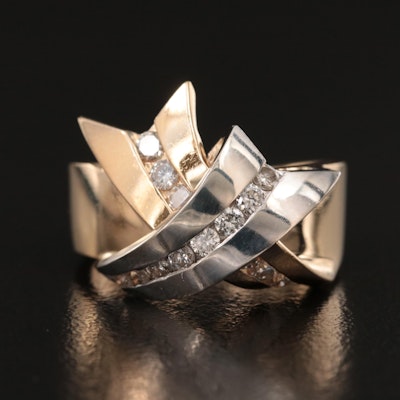 14K Two-Tone 0.50 CTW Diamond Ribbon Ring
