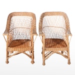 Pair of Victorian Style Natural Wicker Armchairs