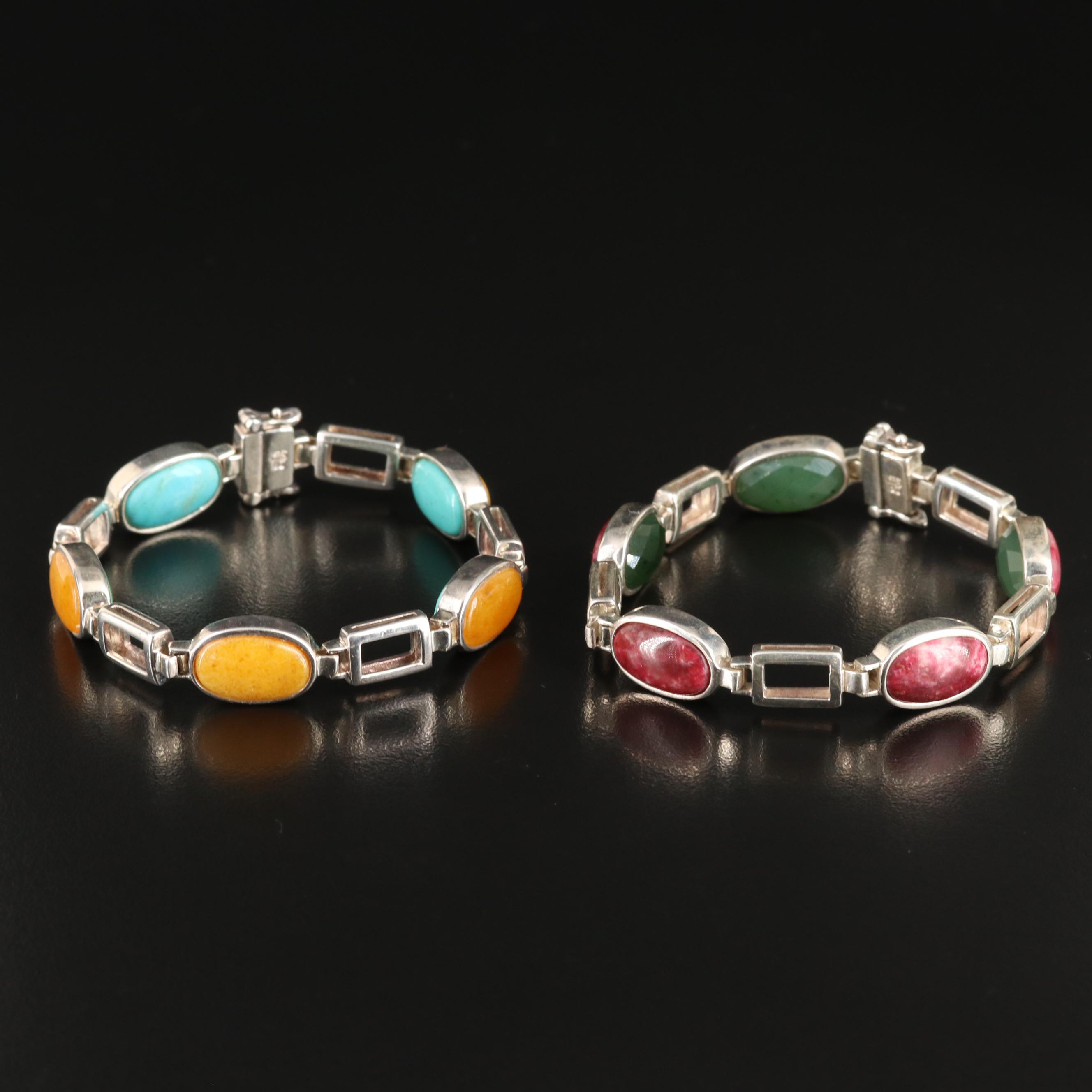 Jay King for Desert Rose Trading Sterling Reversible Gemstone Bracelets