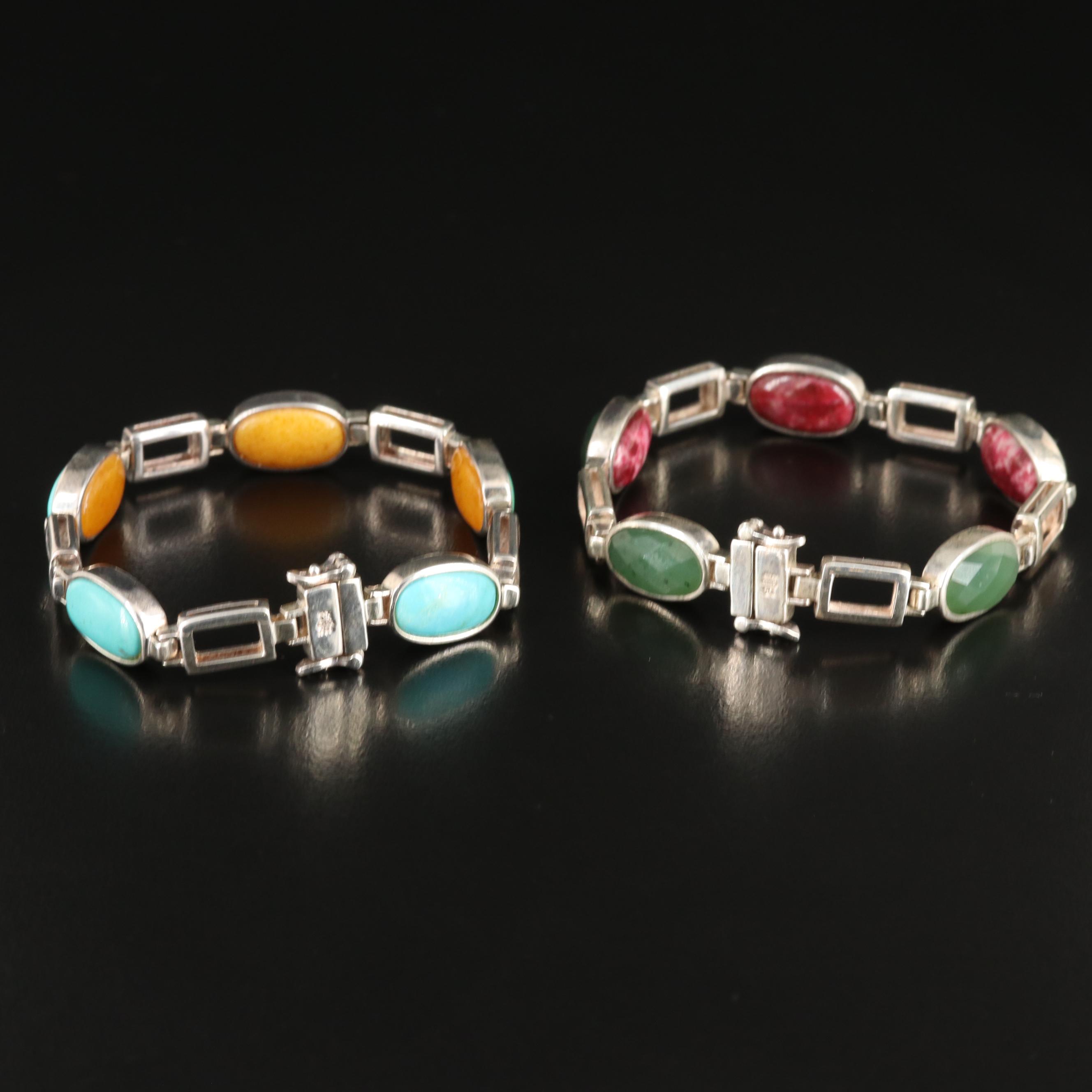 Jay King for Desert Rose Trading Sterling Reversible Gemstone Bracelets