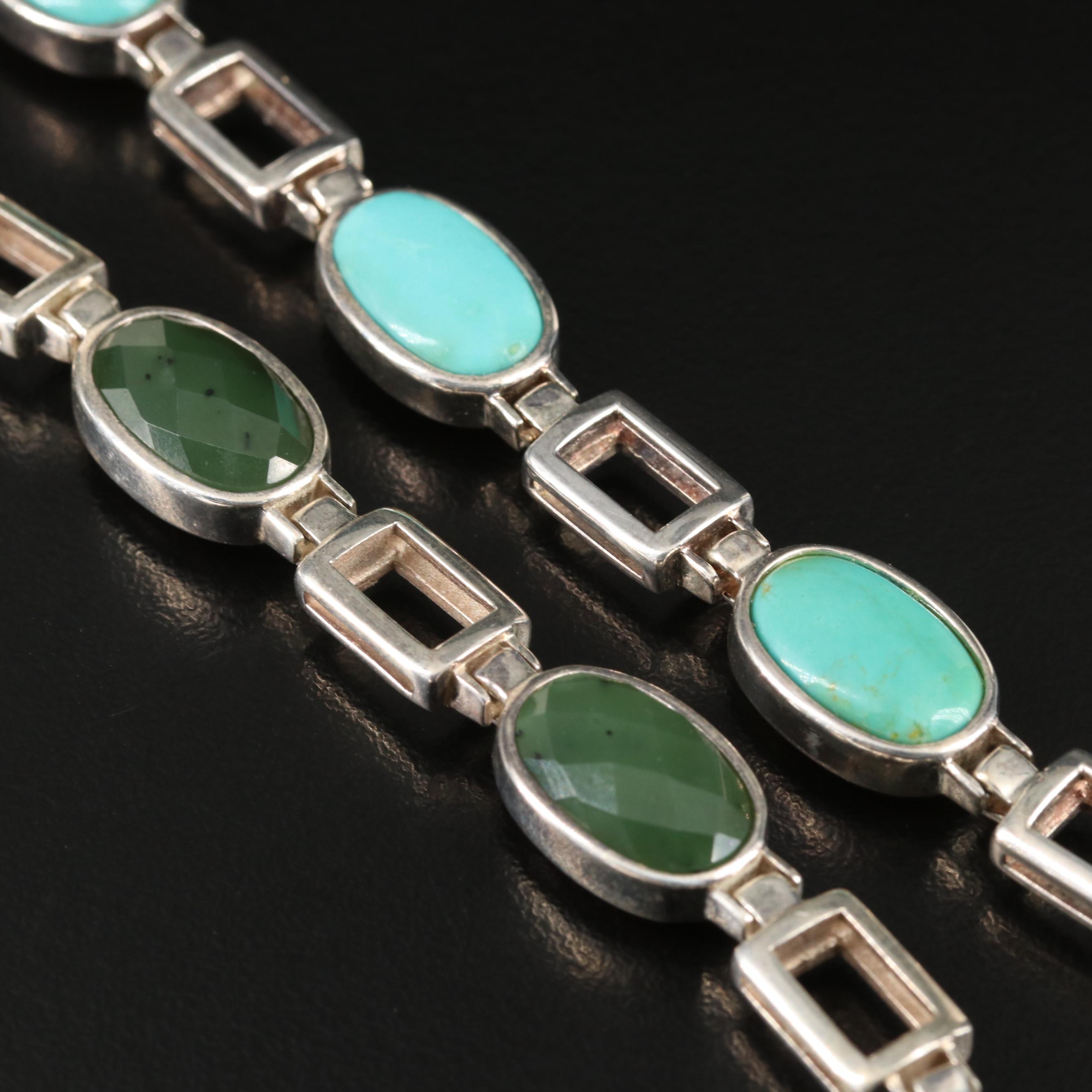 Jay King for Desert Rose Trading Sterling Reversible Gemstone Bracelets