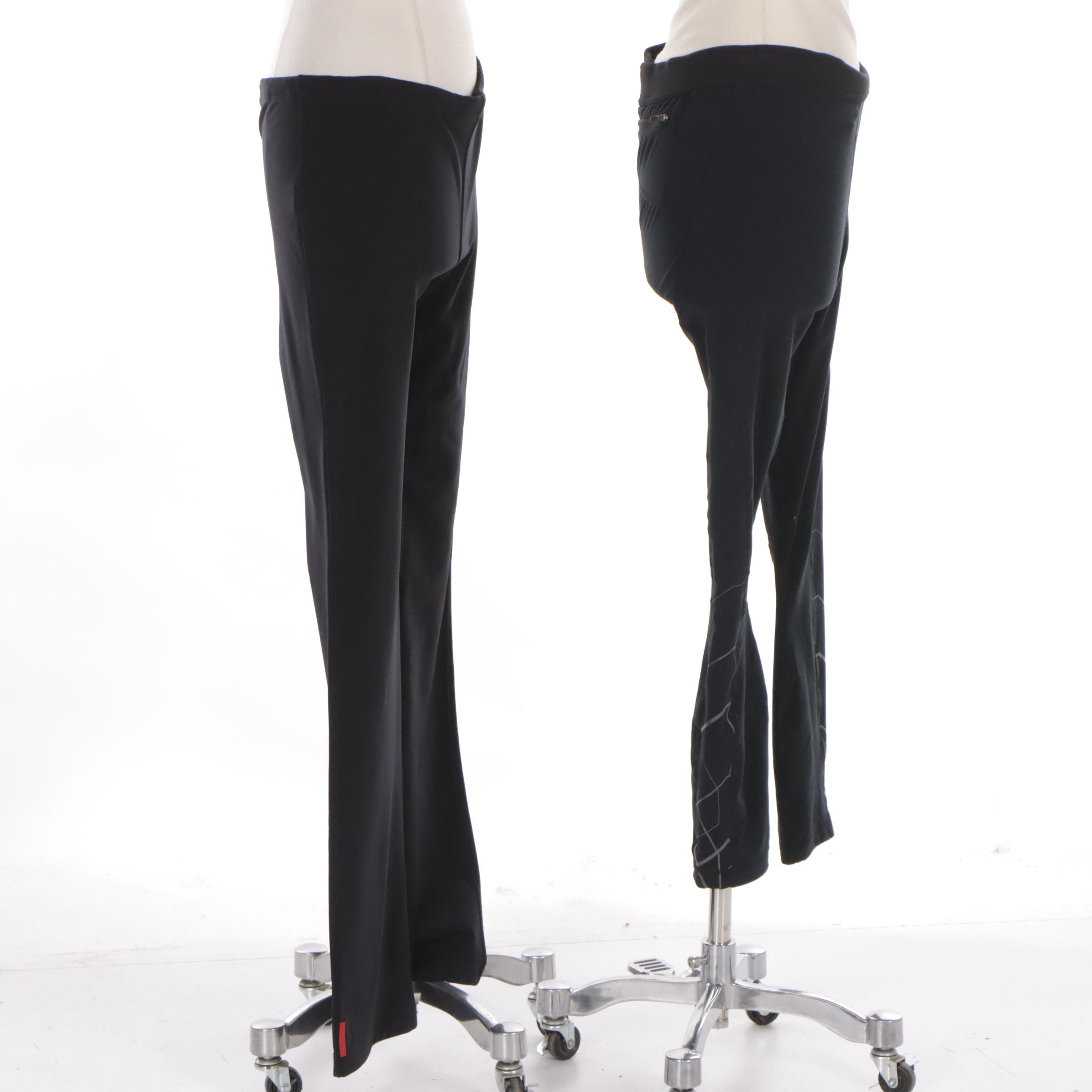 Prada Sport Pants in Stretch Wool Gabardine and Lululemon Leggings in Nylon