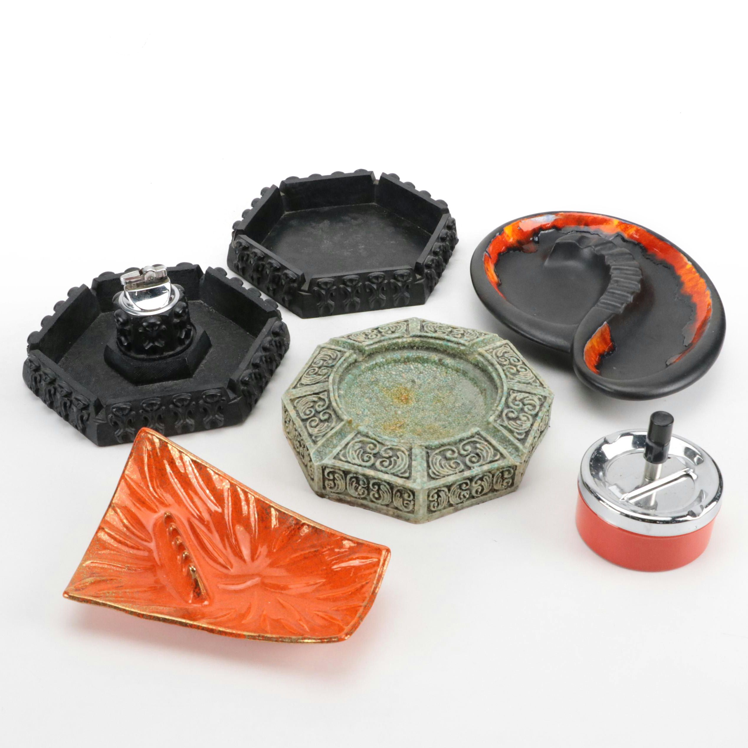 Royal Haeger and Other Ceramic, Metal and Black Lava Ashtrays