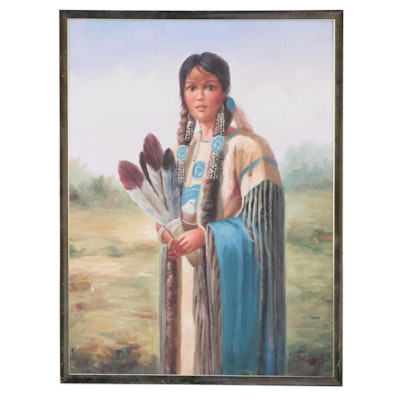 Johnson Oil Painting of Native American Woman