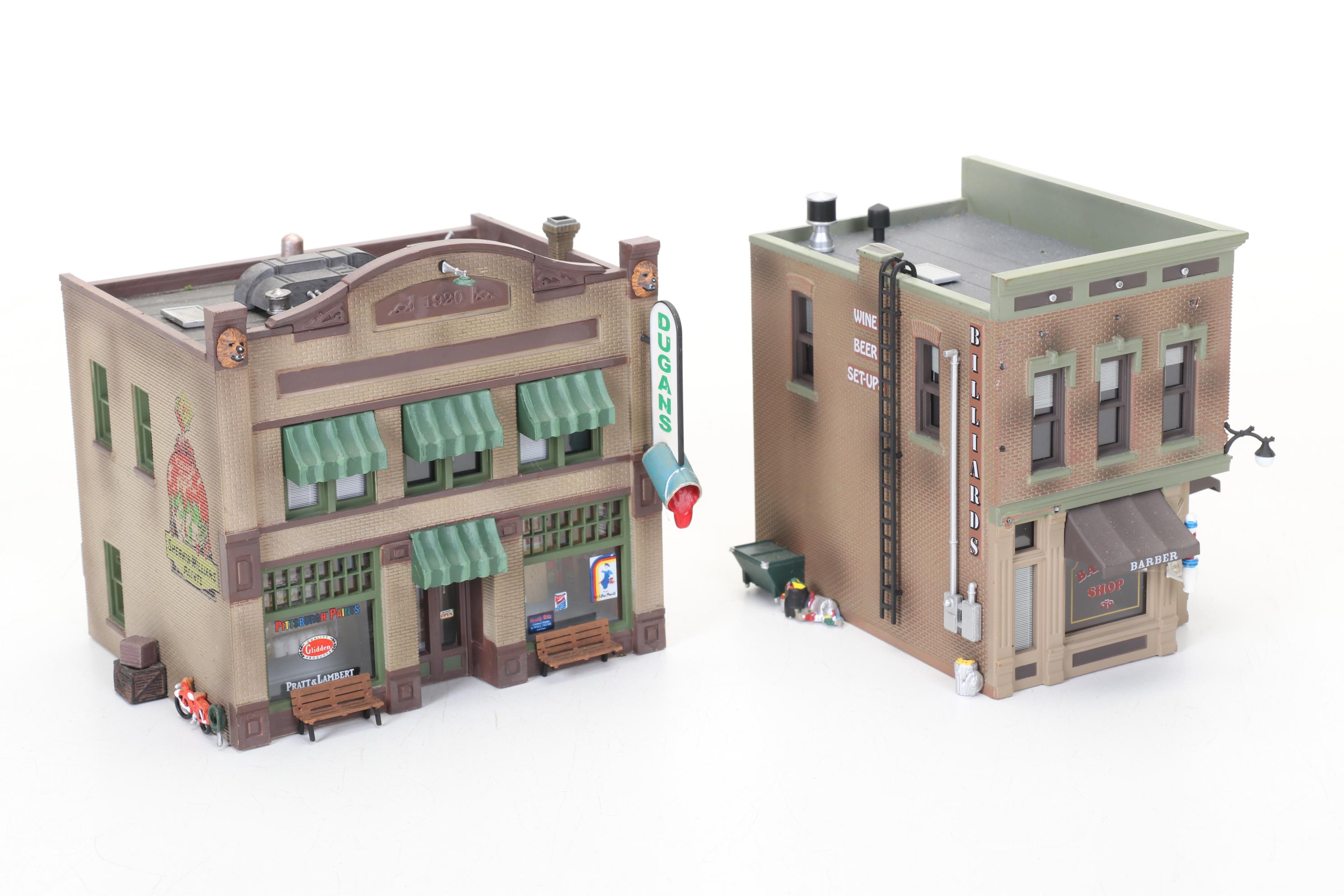 Five Woodland Scenics HO Scale Plastic Buildings with the Municipal Building