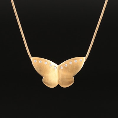 18K Butterfly Necklace with 0.08 CTW Diamond Accents