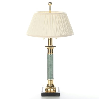 Neoclassical Style Lacquered Brass and Faux Marble Column Table Lamp