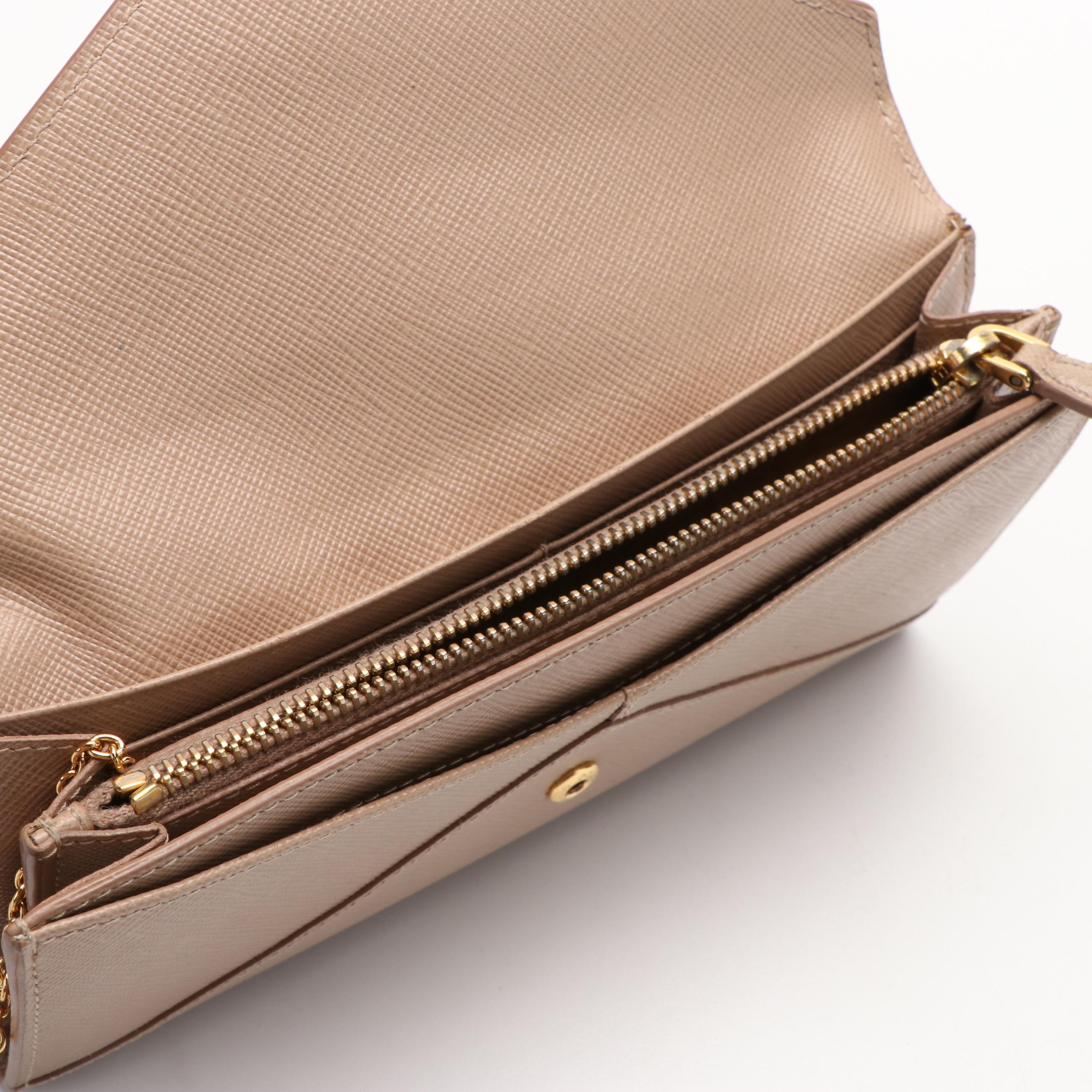 Prada Long Wallet in Beige Saffiano Leather