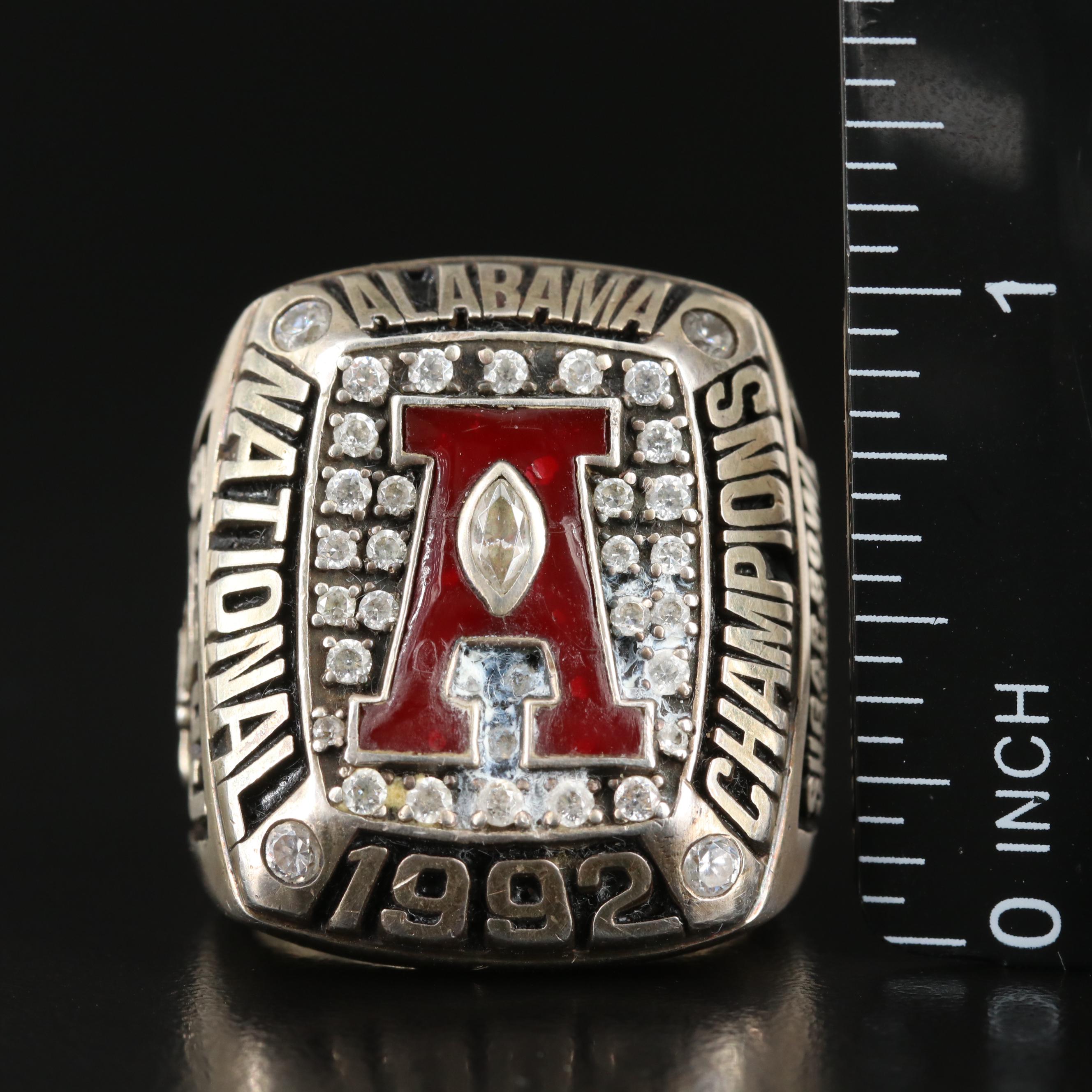 Alabama National Champions 1992 Sugar Bowl Sterling Ring