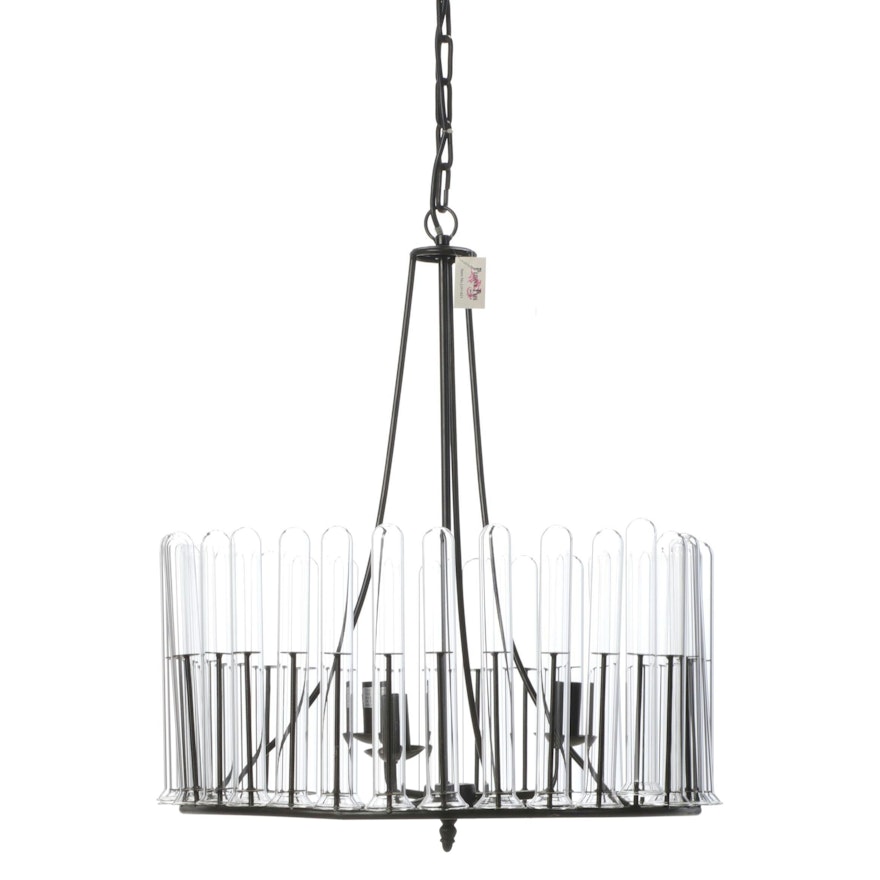 Electric Corded Iron and Glass Chandelier