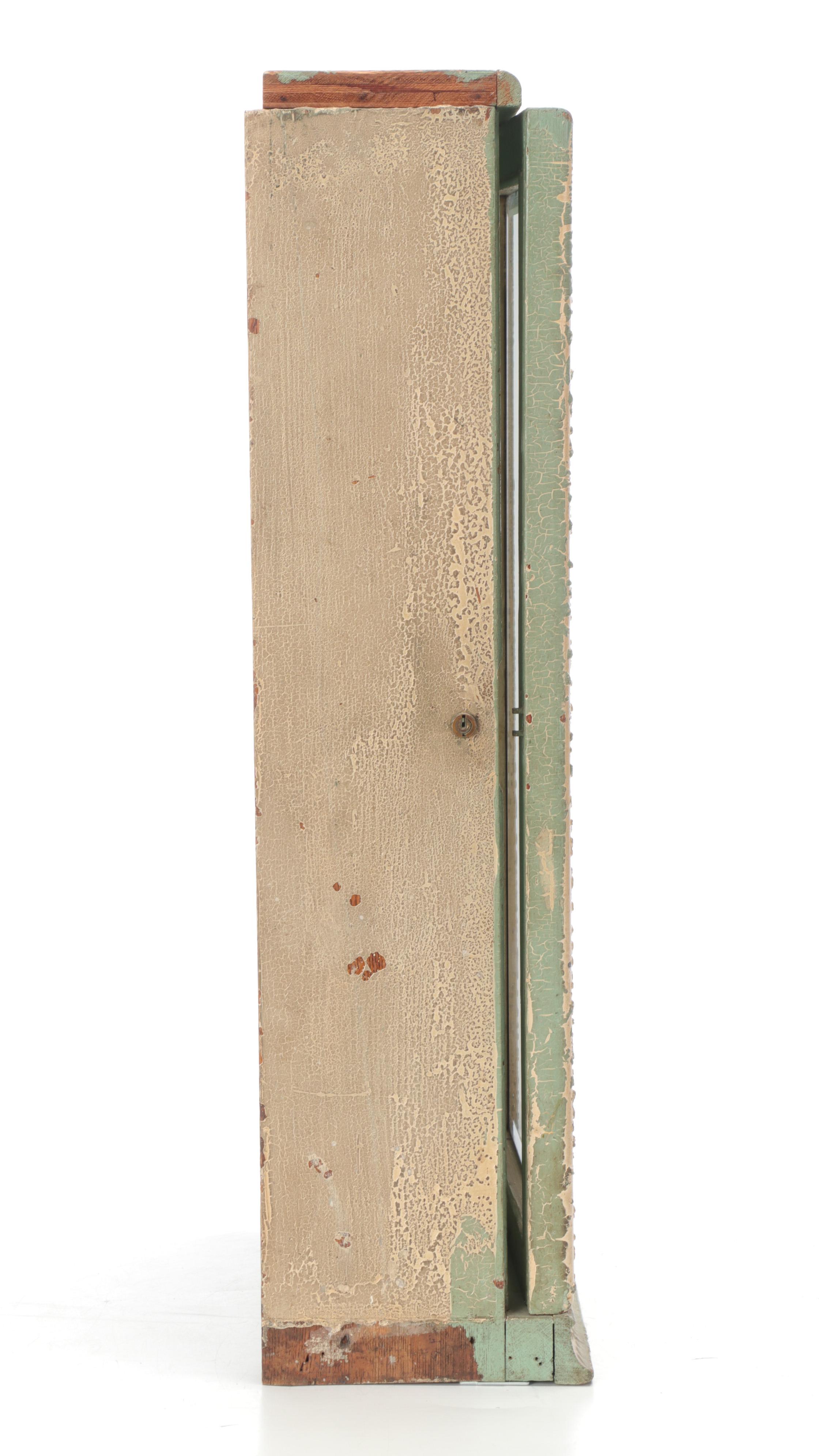 Painted Wood Glass Front Wall Hanging Cabinet