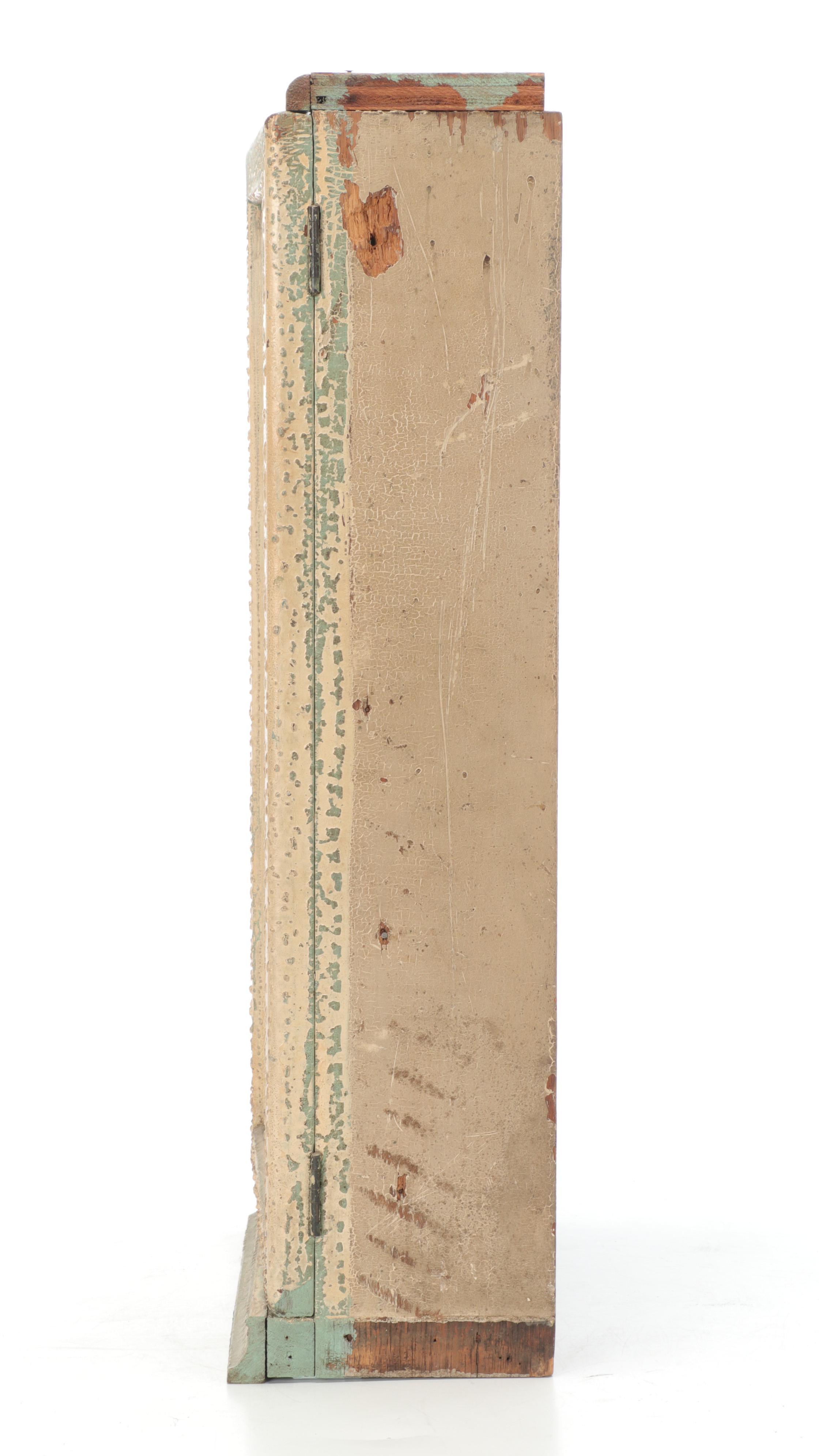 Painted Wood Glass Front Wall Hanging Cabinet