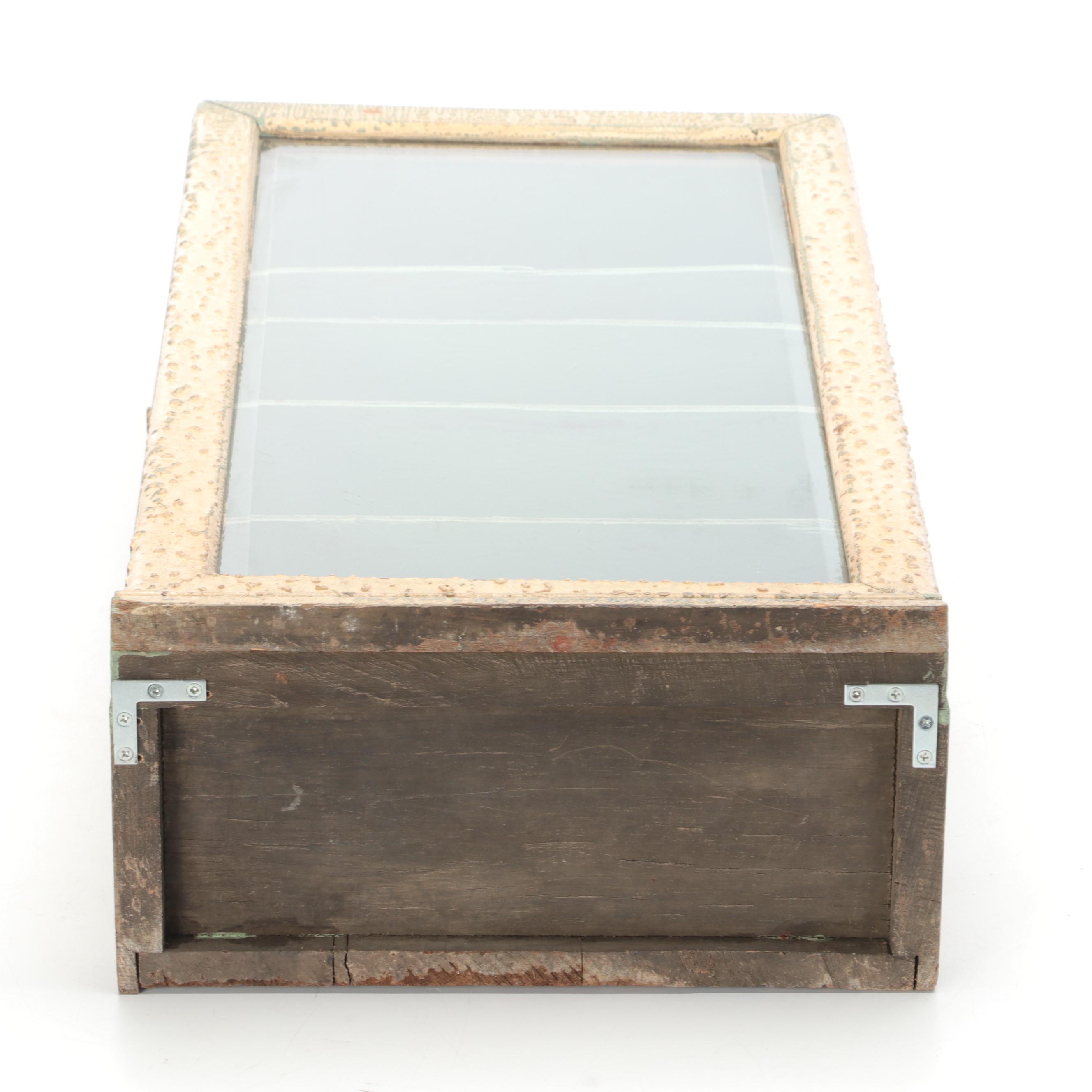 Painted Wood Glass Front Wall Hanging Cabinet