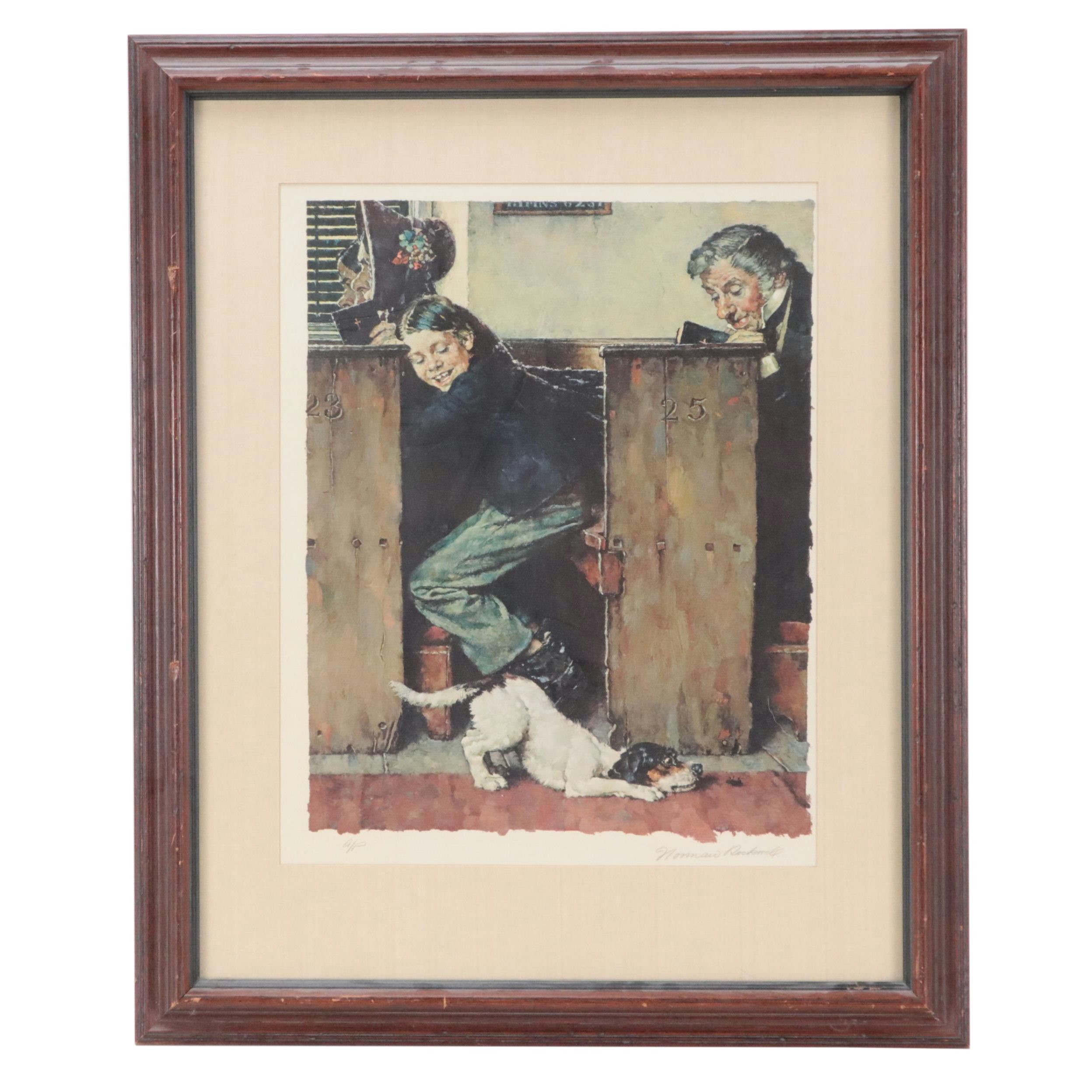 Norman Rockwell Color Lithograph "Tom Sawyer, Dog and Beetle," 1971
