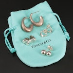 Tiffany & Co. Sterling Earring Grouping with Elsa Peretti Bean and Open Heart