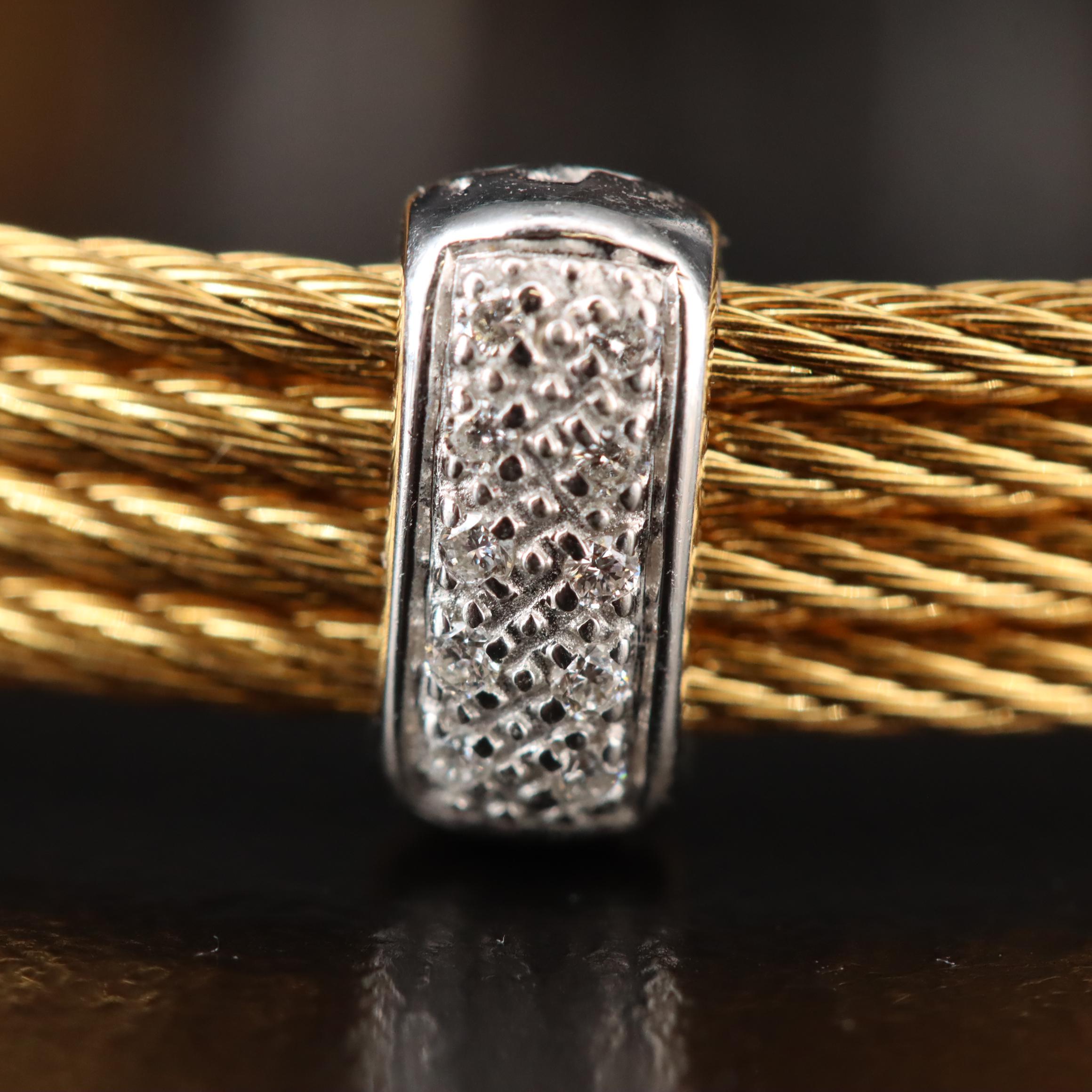 Alor Stainless Steel Cable Bracelet with 18K Diamond Accent