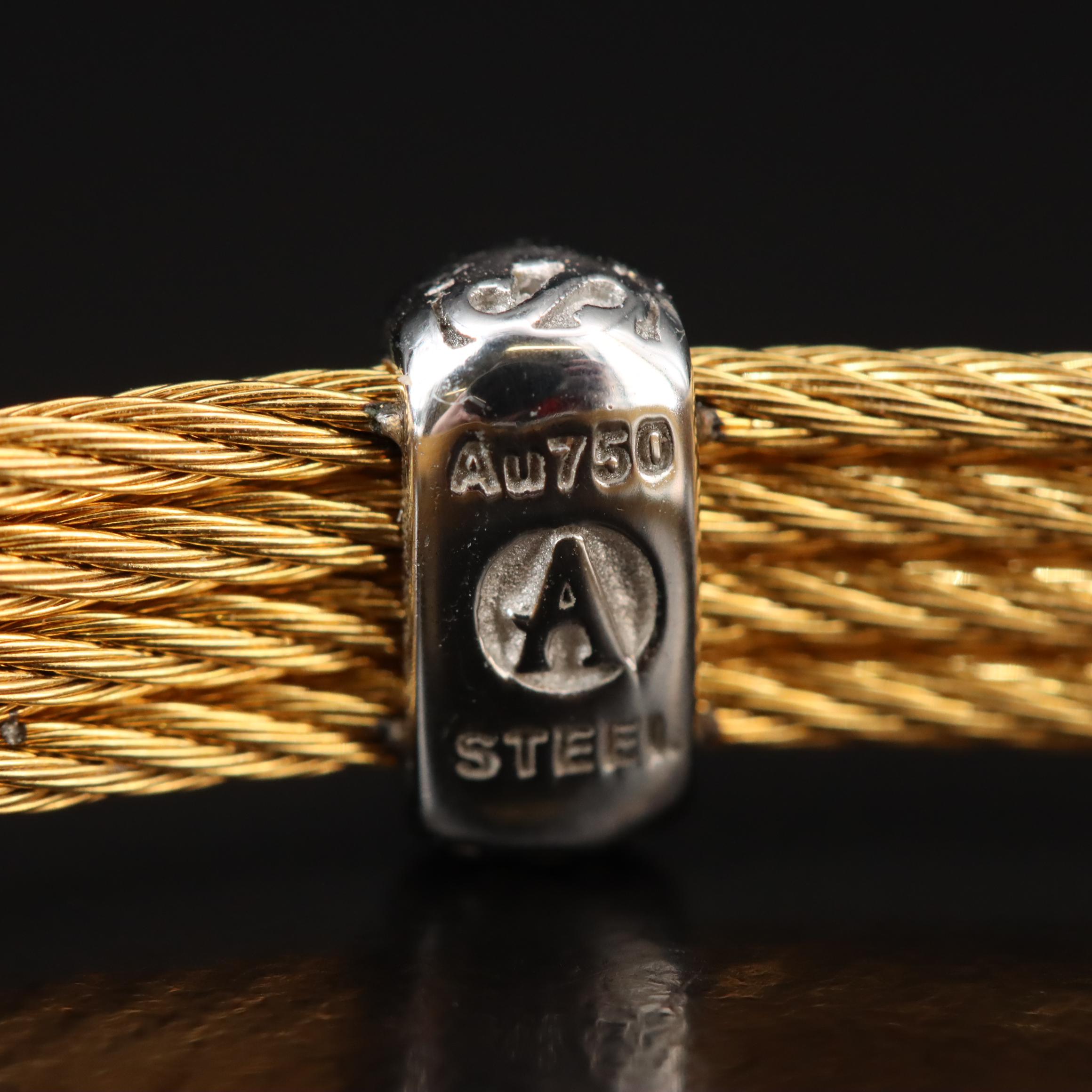 Alor Stainless Steel Cable Bracelet with 18K Diamond Accent