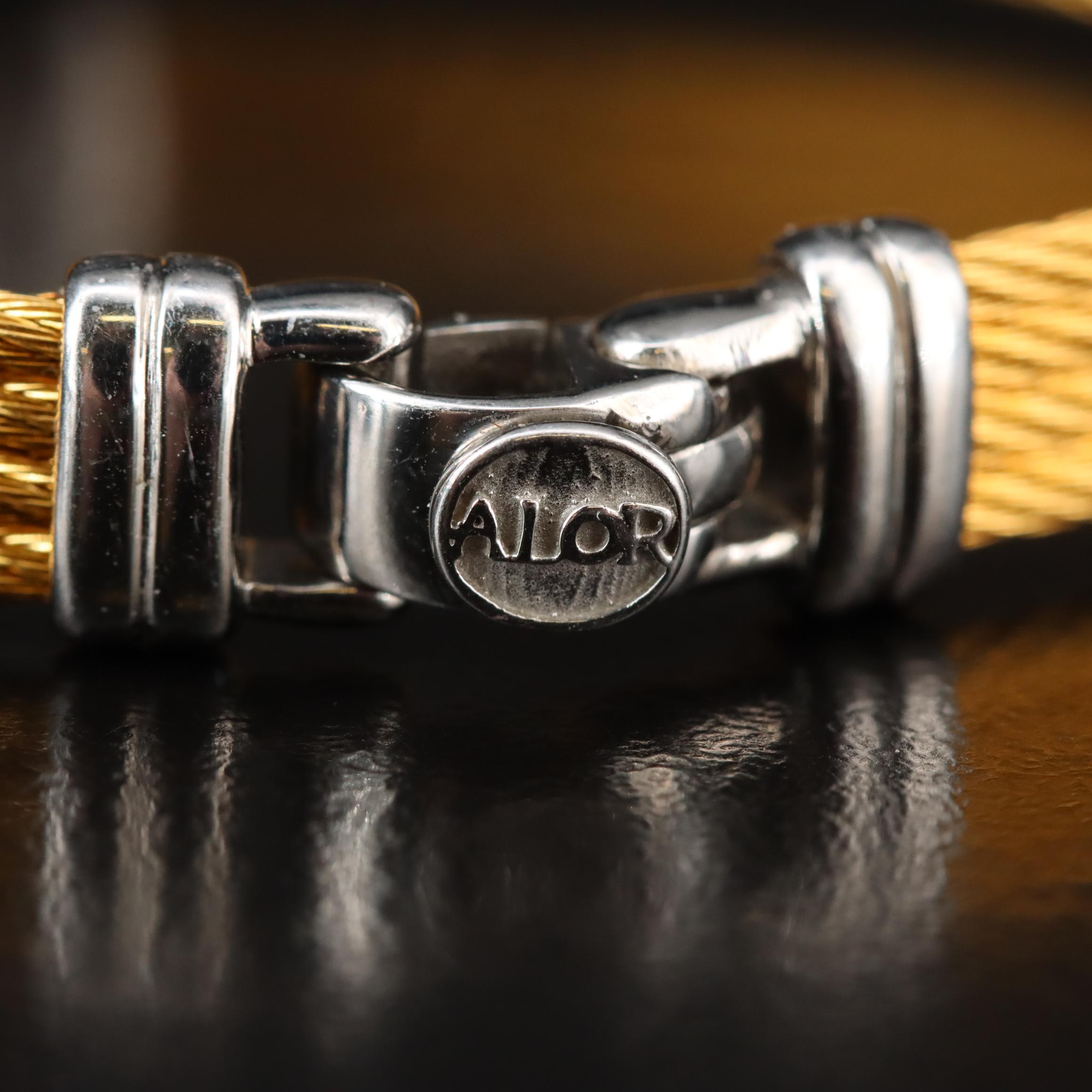 Alor Stainless Steel Cable Bracelet with 18K Diamond Accent