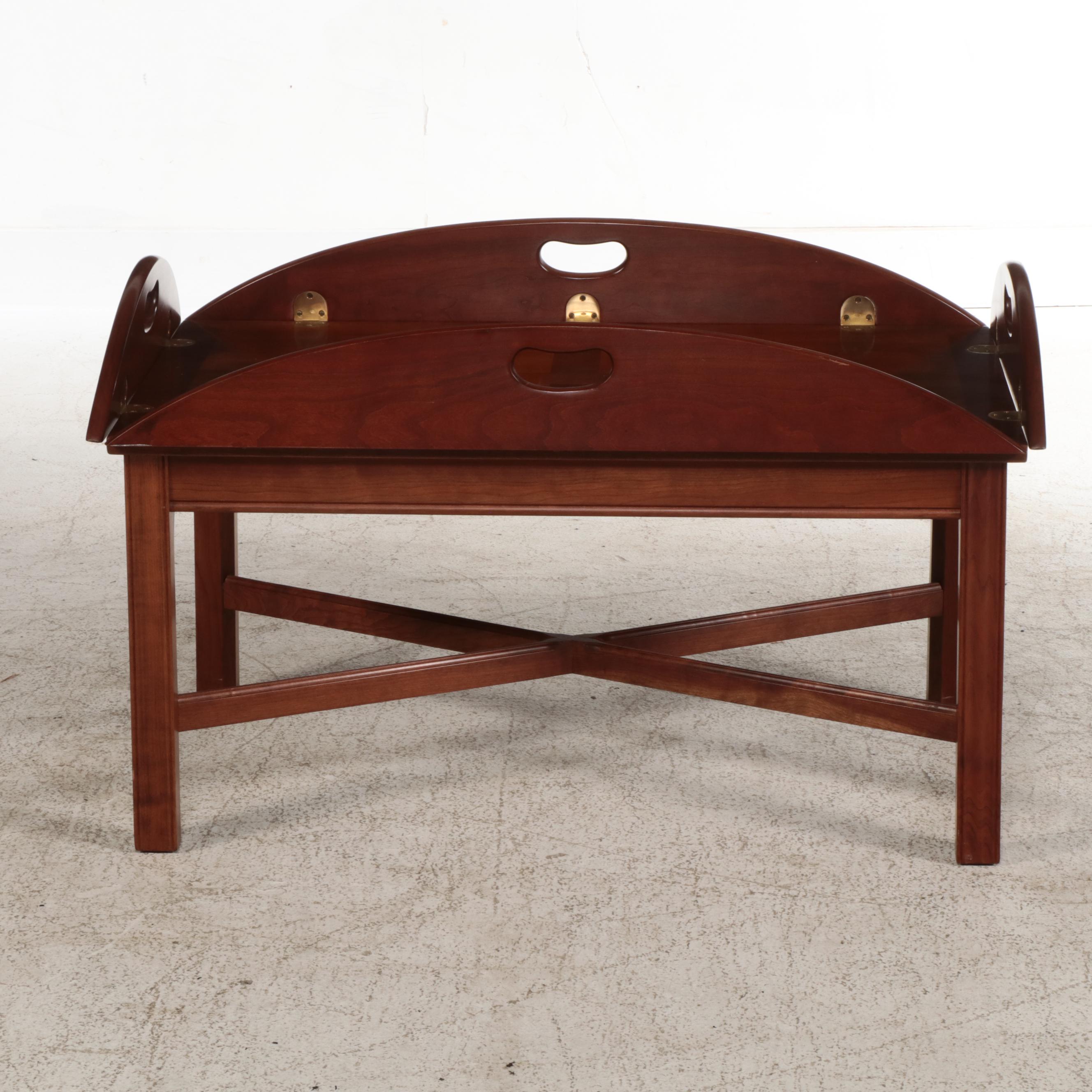 Stickley Chippendale Style Cherrywood Butler's Tray Coffee Table