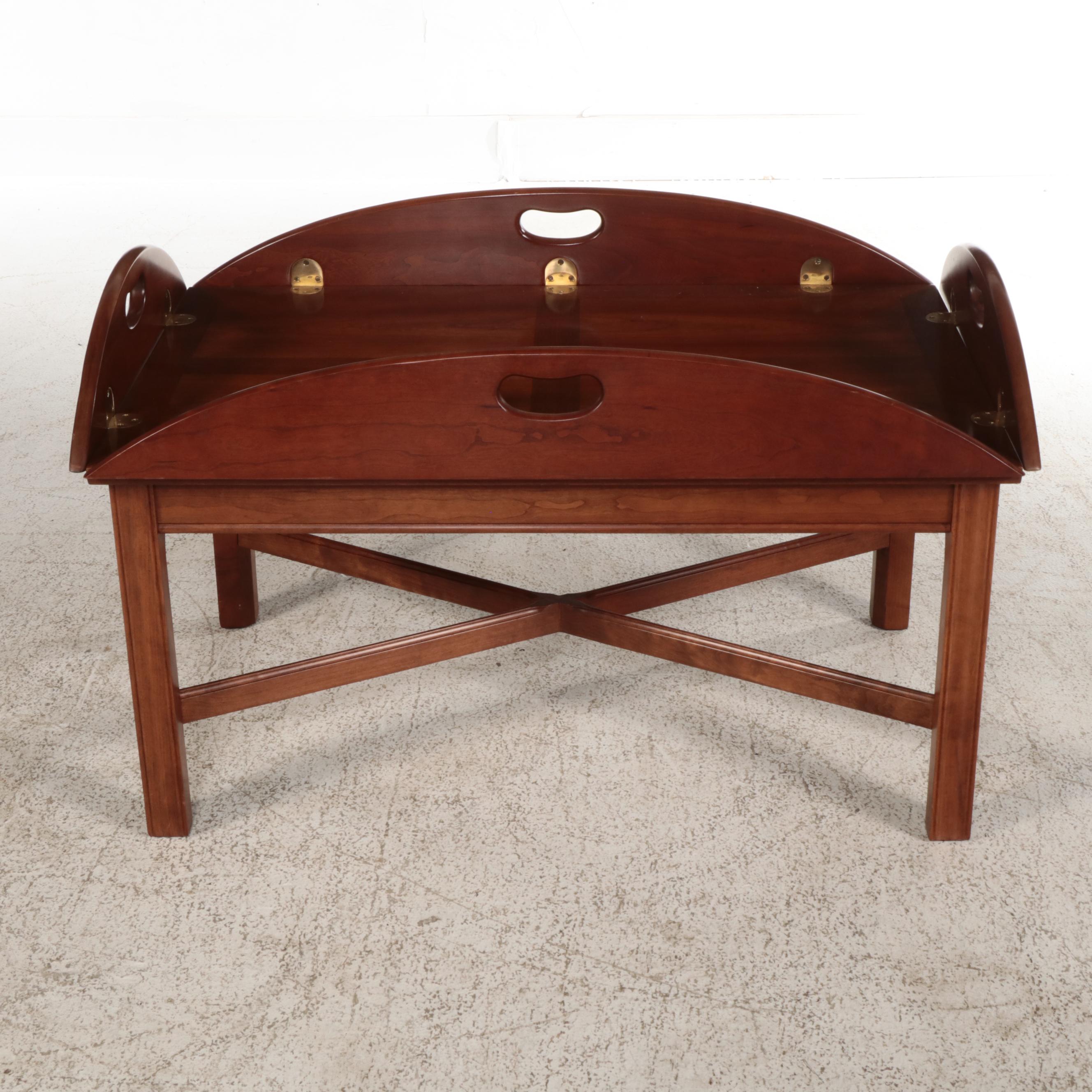 Stickley Chippendale Style Cherrywood Butler's Tray Coffee Table