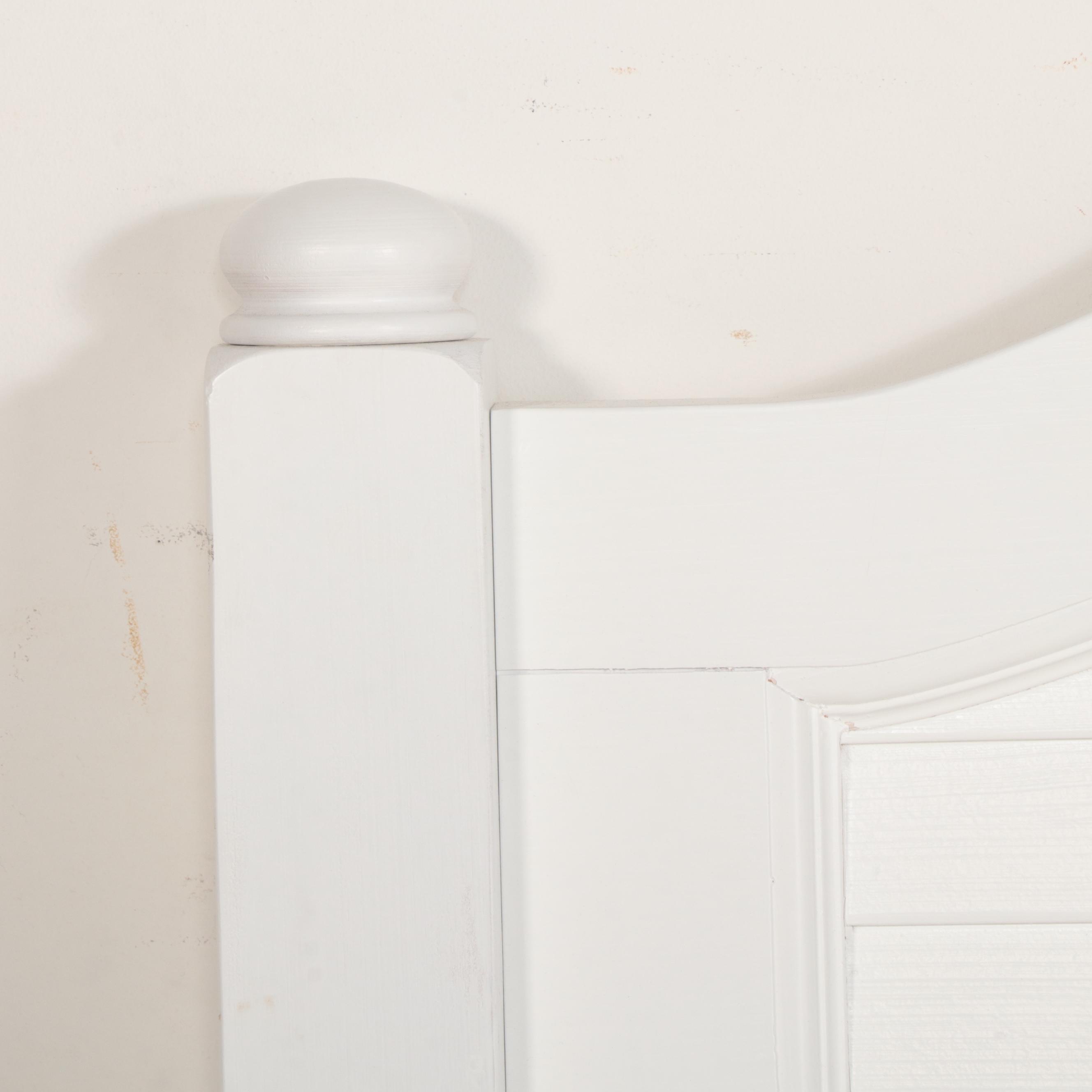 Contemporary White-Painted Queen Bed Frame with Nightstand