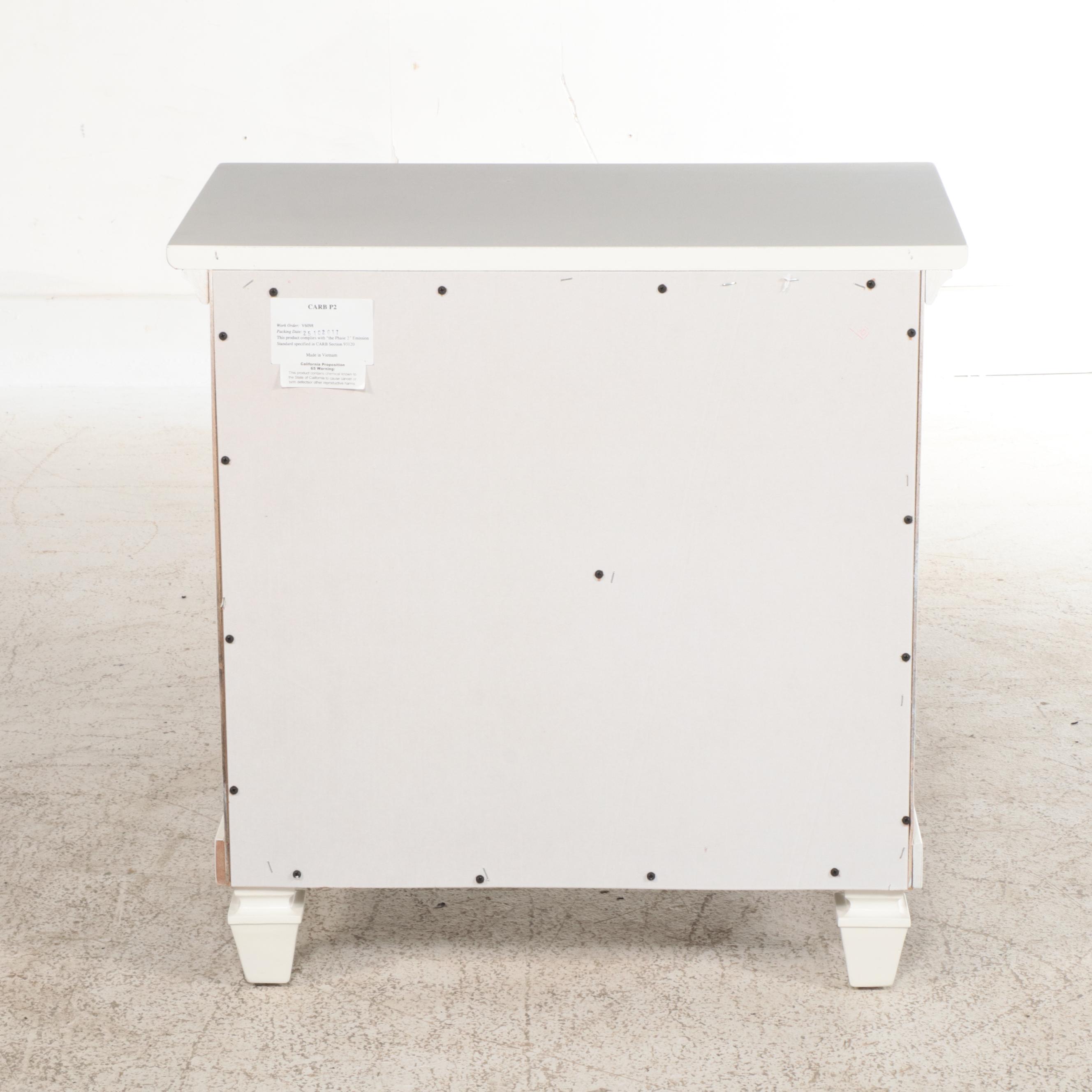 Contemporary White-Painted Queen Bed Frame with Nightstand