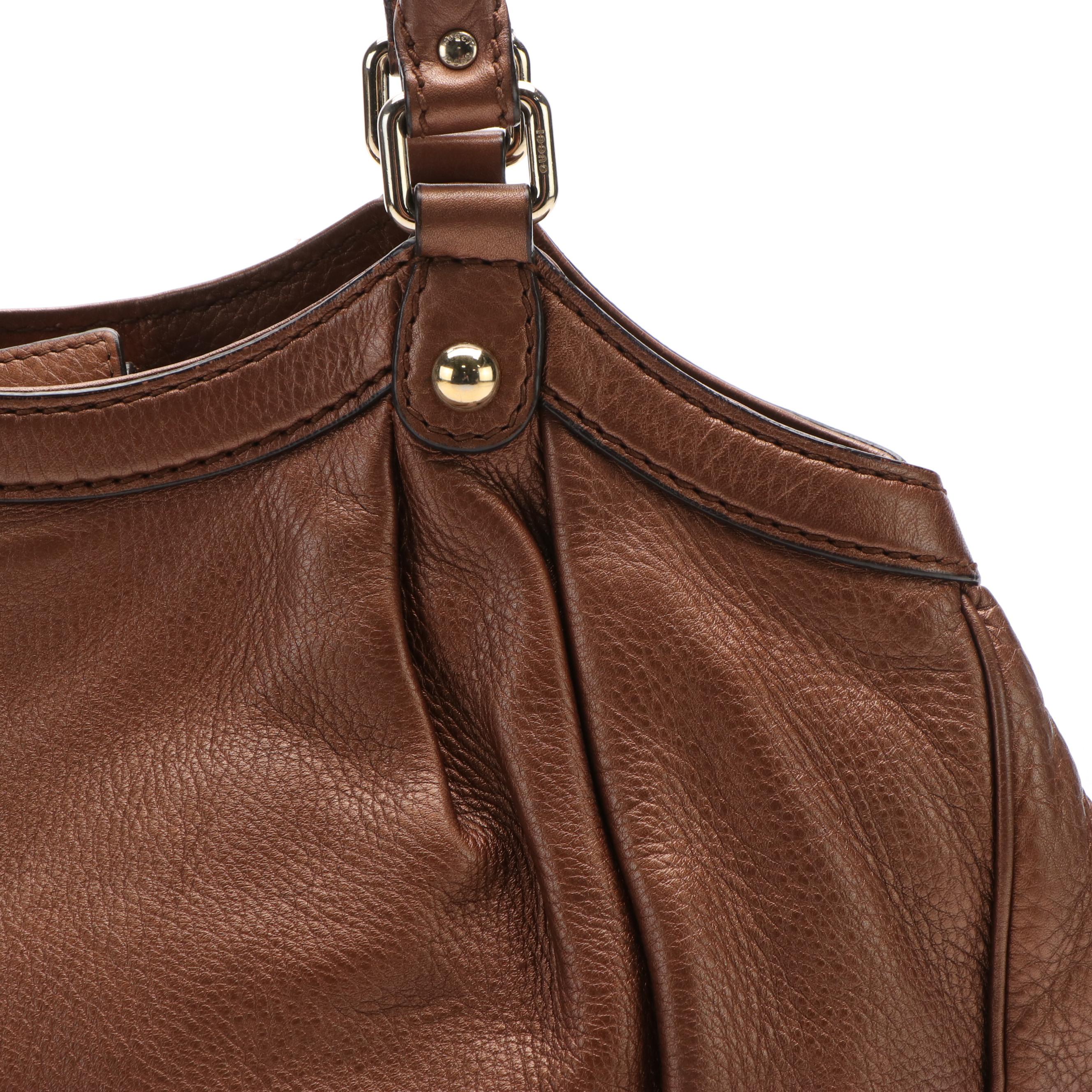 Gucci Sukey Handbag in Metallic Bronze Leather