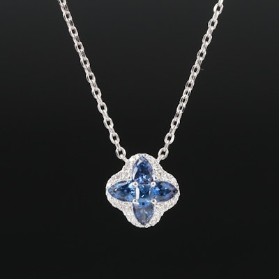14K Sapphire and Diamond Quatrefoil Necklace