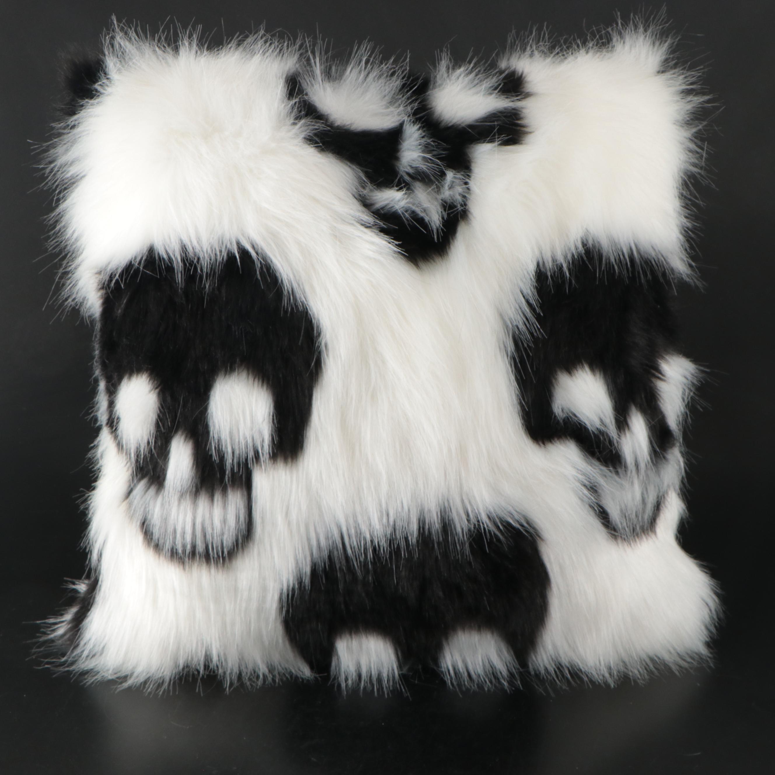 Murano Style Glass Skull Bowl with Skull Motif Accent Pillows