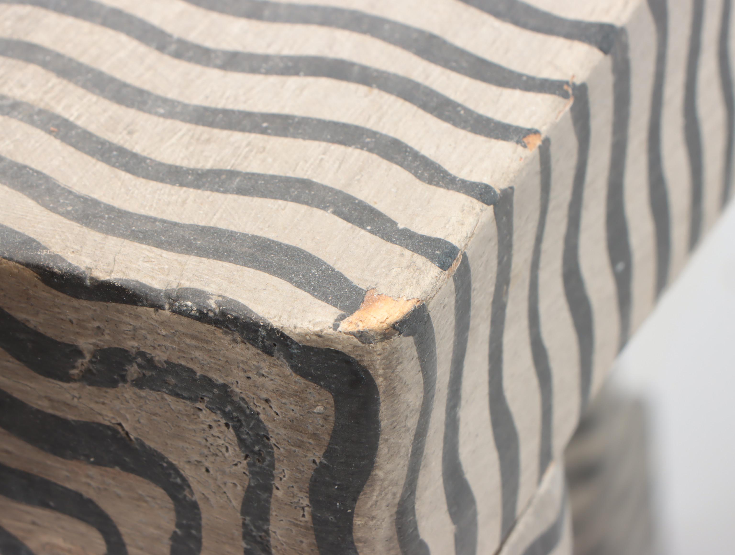 Indonesian Carved and Painted Cat Bench