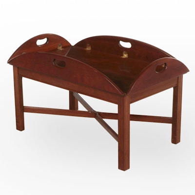 Stickley Chippendale Style Cherrywood Butler's Tray Coffee Table