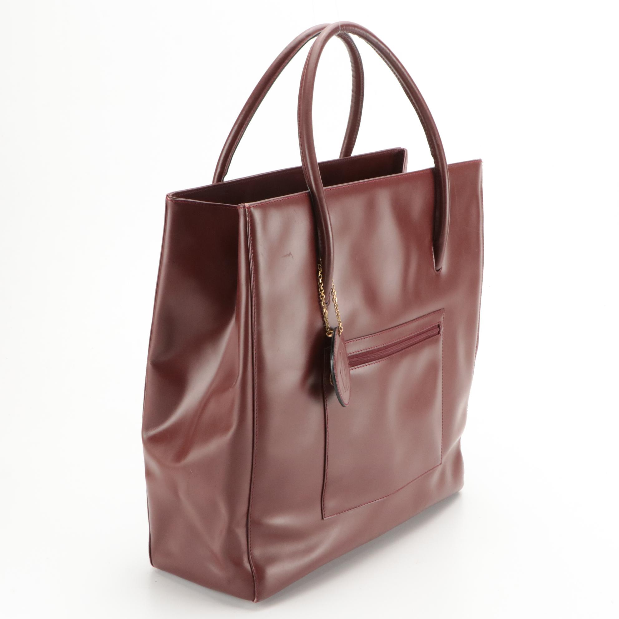 Cartier Les Must de Cartier Tall Tote in Burgundy Calfskin Leather