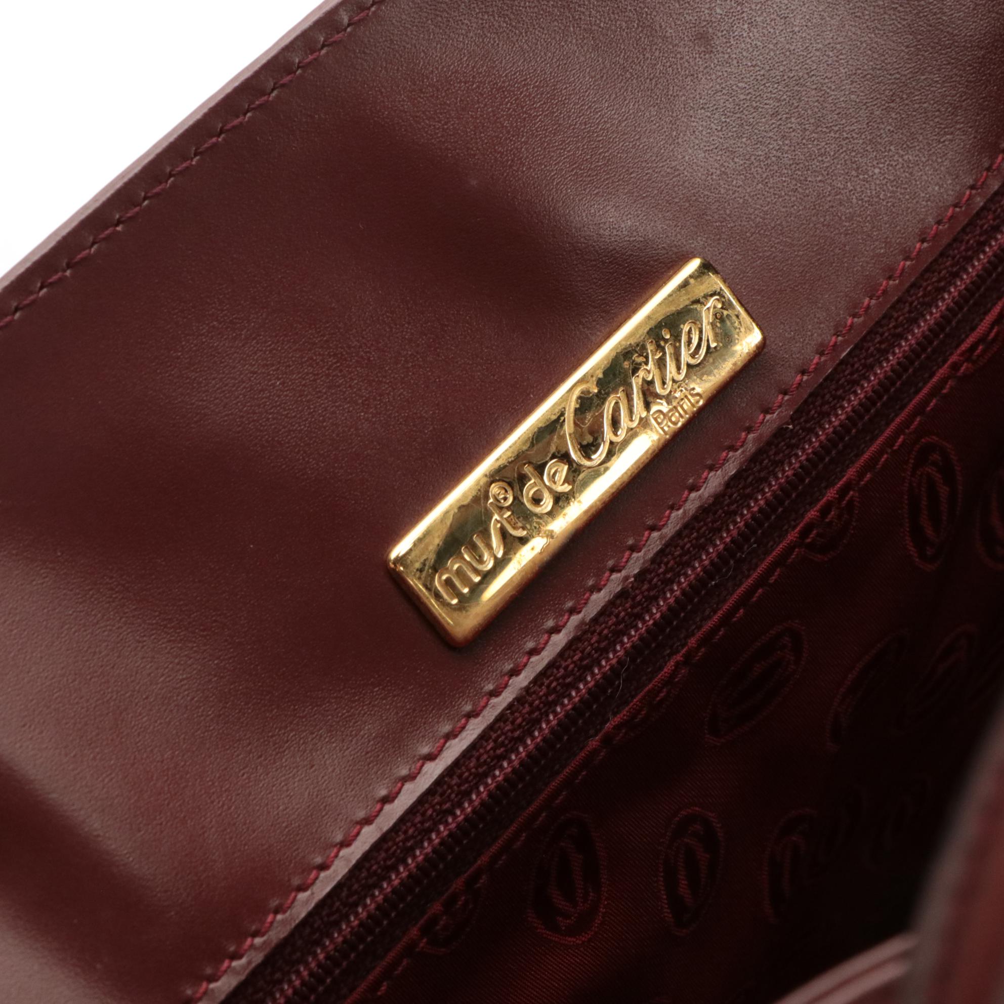 Cartier Les Must de Cartier Tall Tote in Burgundy Calfskin Leather