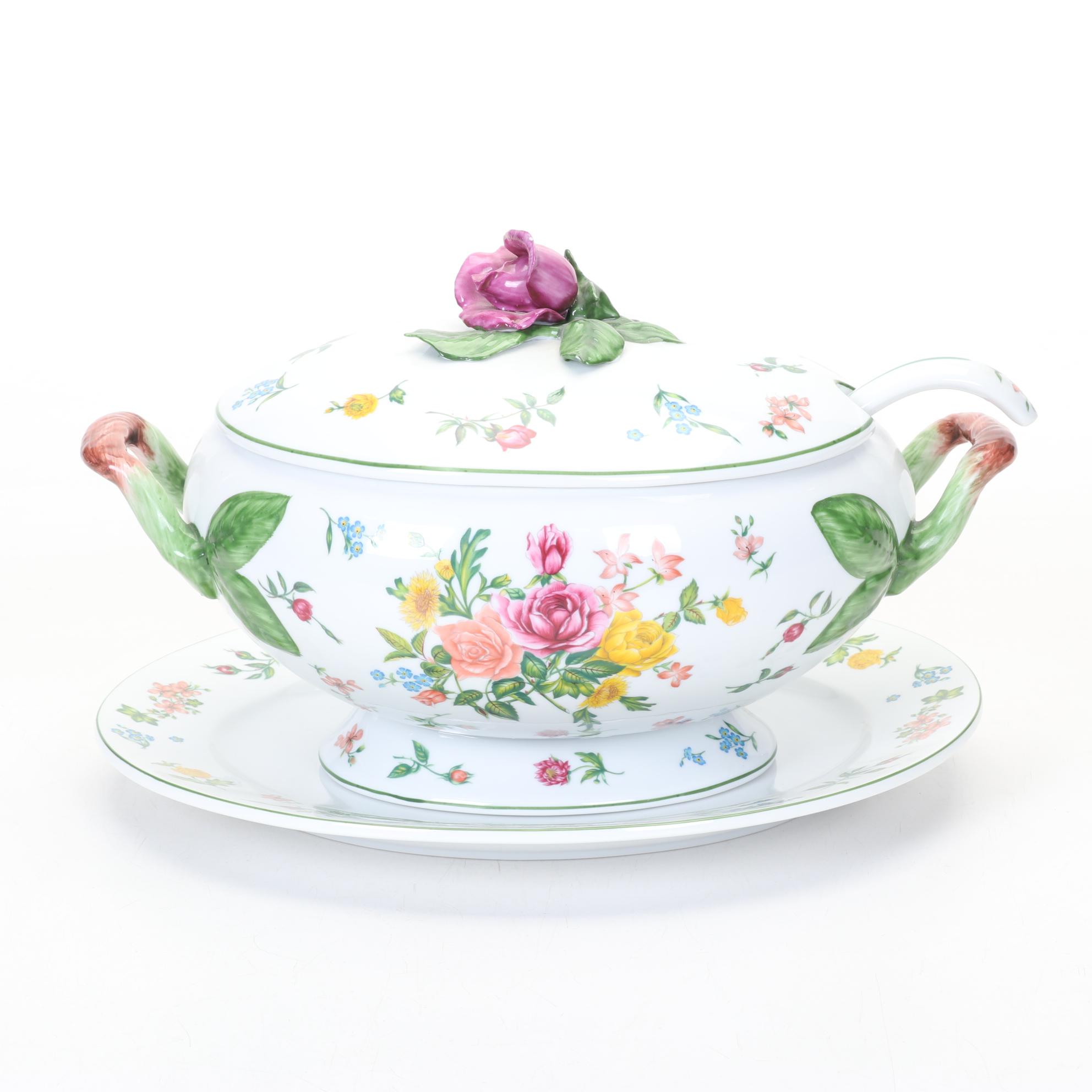 Le Cordon Bleu "La Soupiere Provencal" Floral Tureen Set for The Franklin Mint
