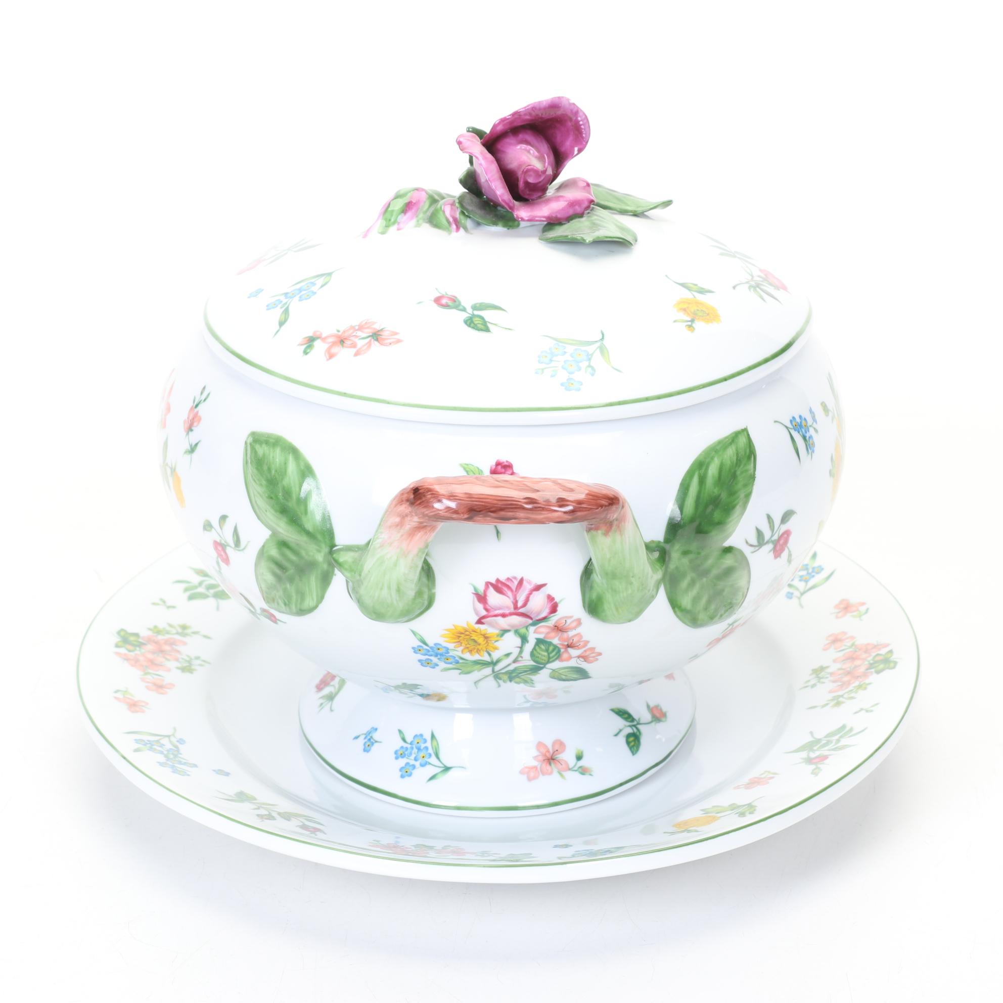 Le Cordon Bleu "La Soupiere Provencal" Floral Tureen Set for The Franklin Mint