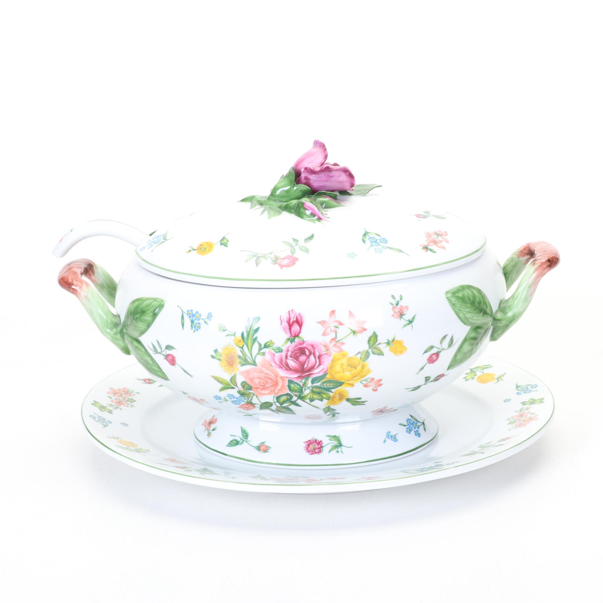 Le Cordon Bleu "La Soupiere Provencal" Floral Tureen Set for The Franklin Mint
