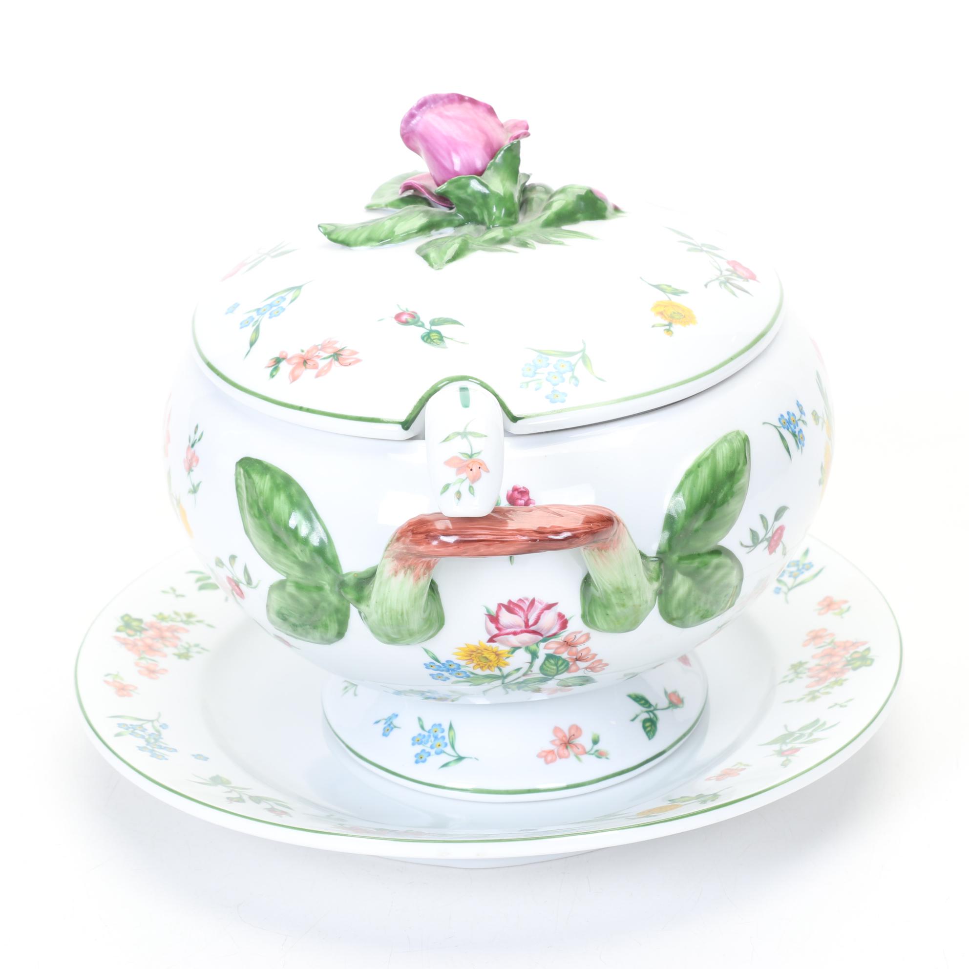 Le Cordon Bleu "La Soupiere Provencal" Floral Tureen Set for The Franklin Mint