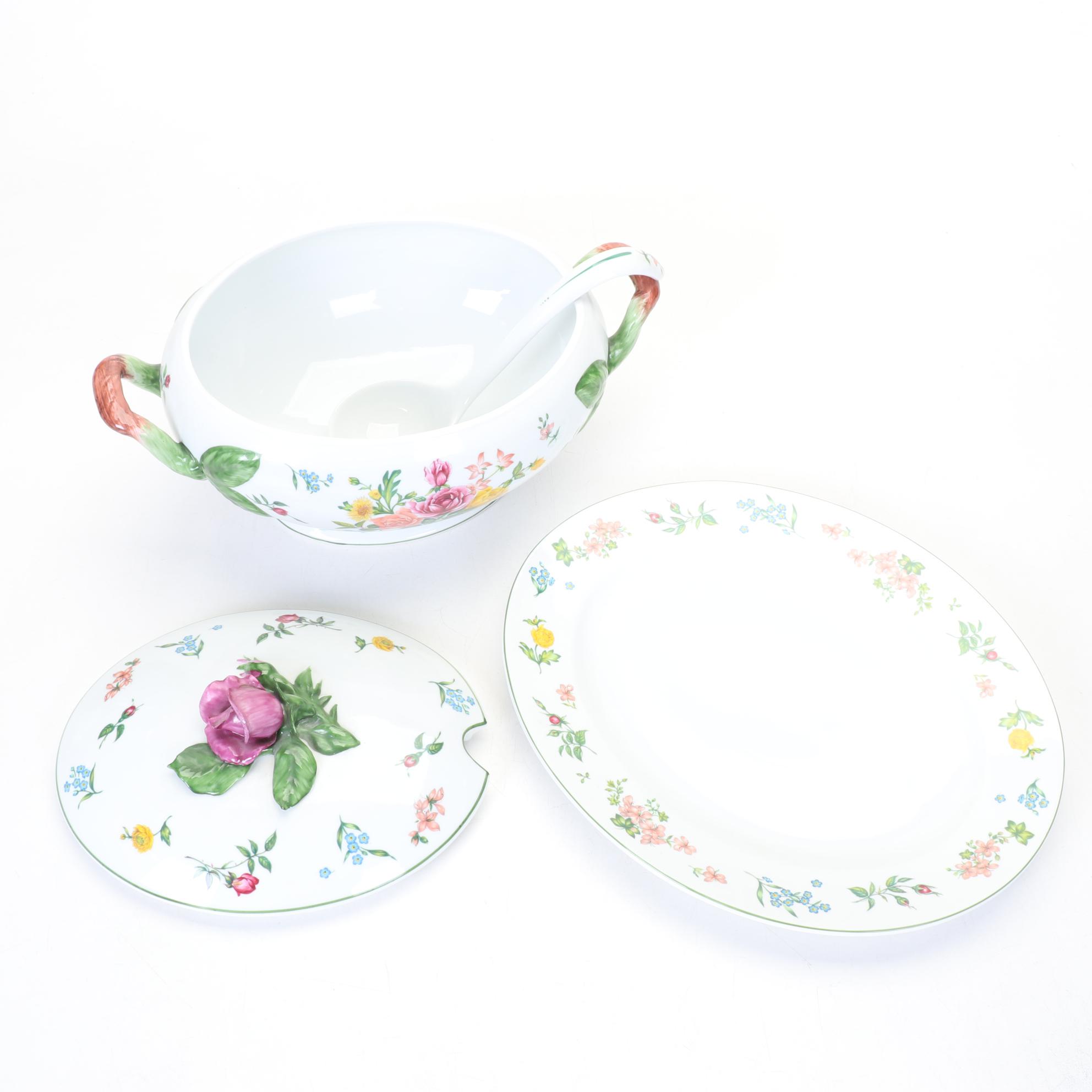 Le Cordon Bleu "La Soupiere Provencal" Floral Tureen Set for The Franklin Mint