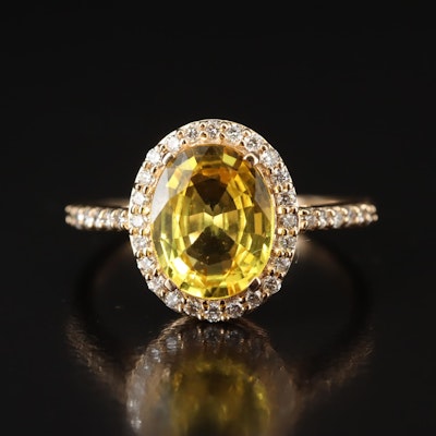 14K 2.51 CT Sapphire and Diamond Ring