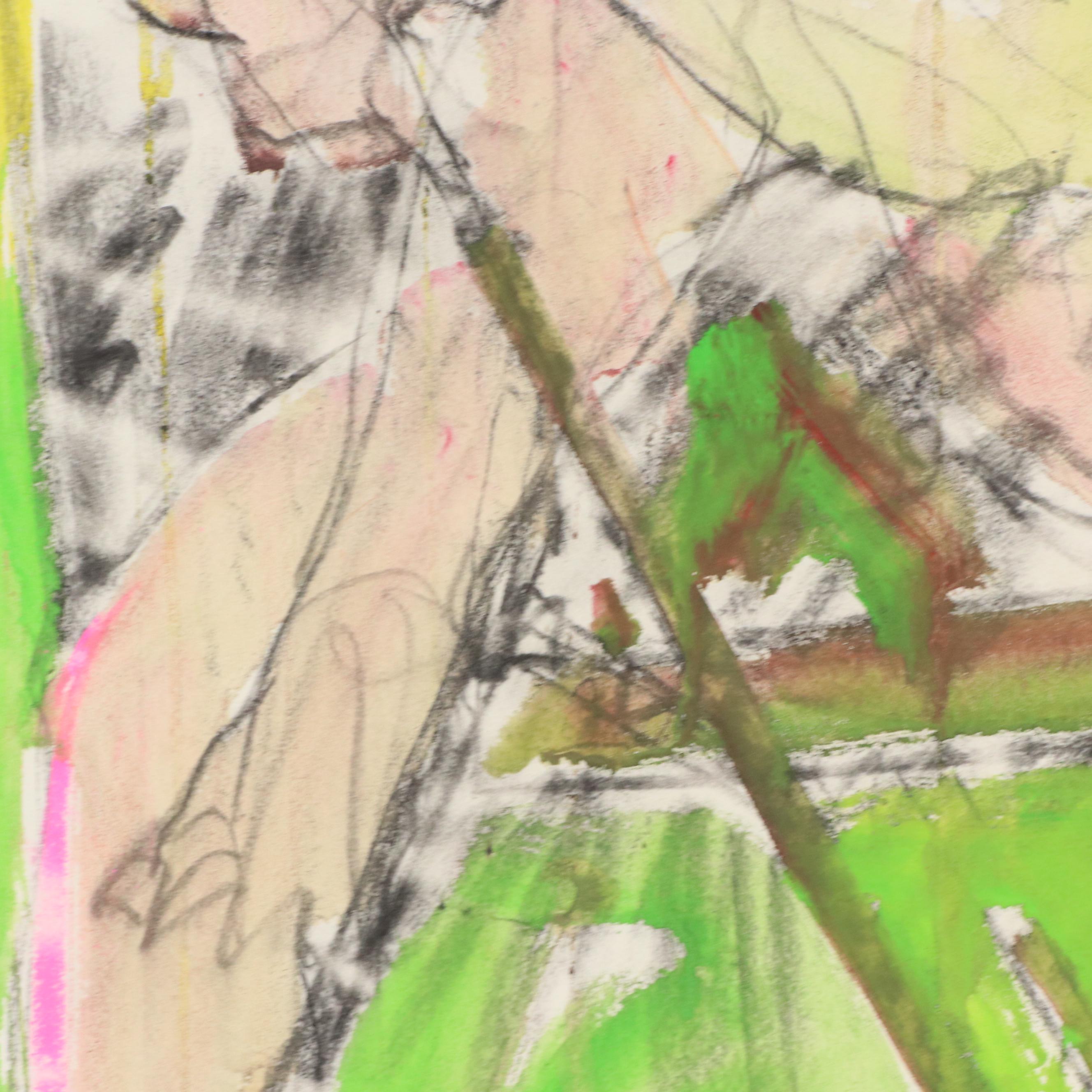 Jack Meanwell Modern Figural Nude Mixed Media Painting, Late 20th Century