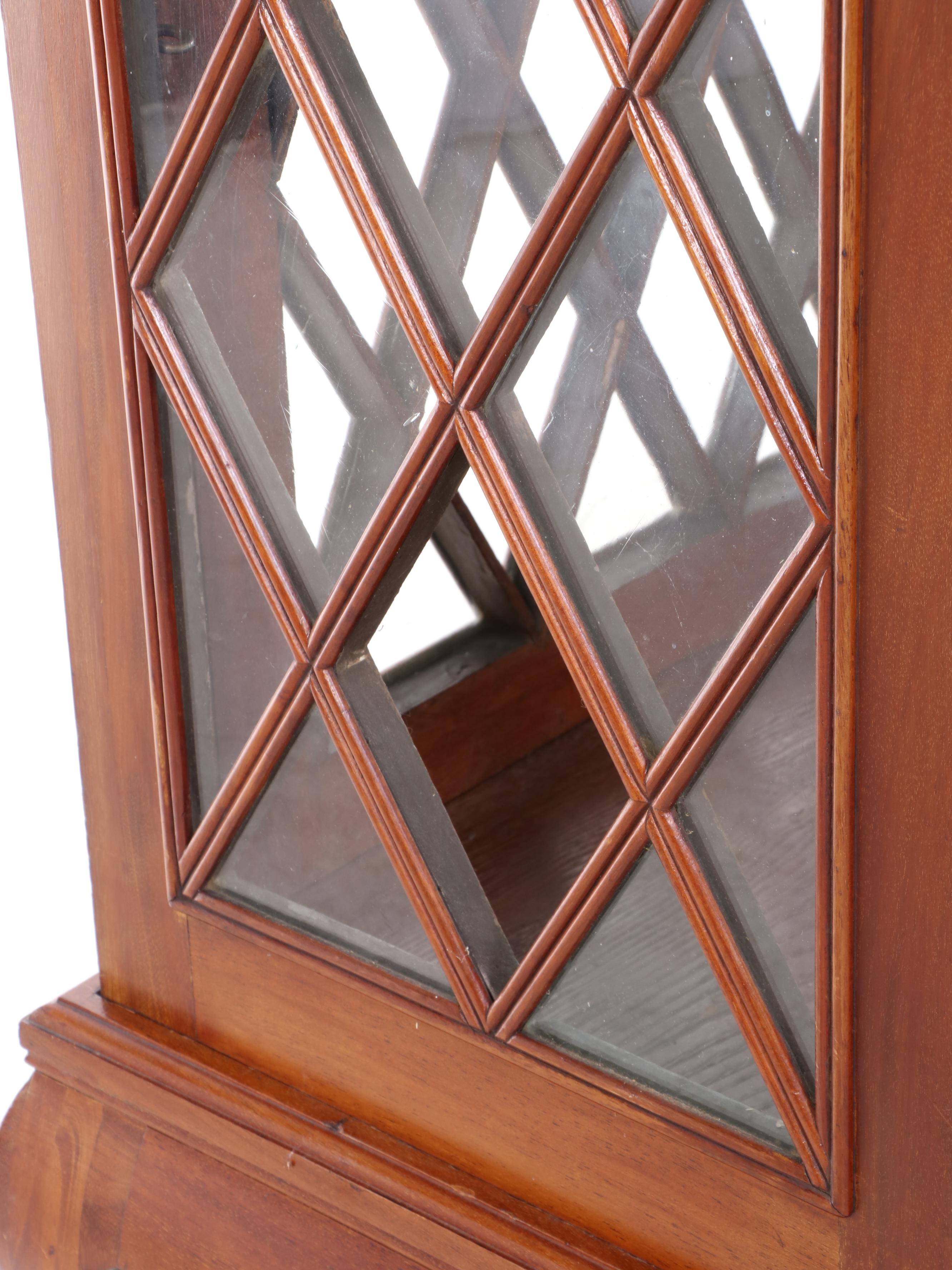 Chippendale Revival Oak and Lattice-Front Display Cabinet, Early to Mid 20th C