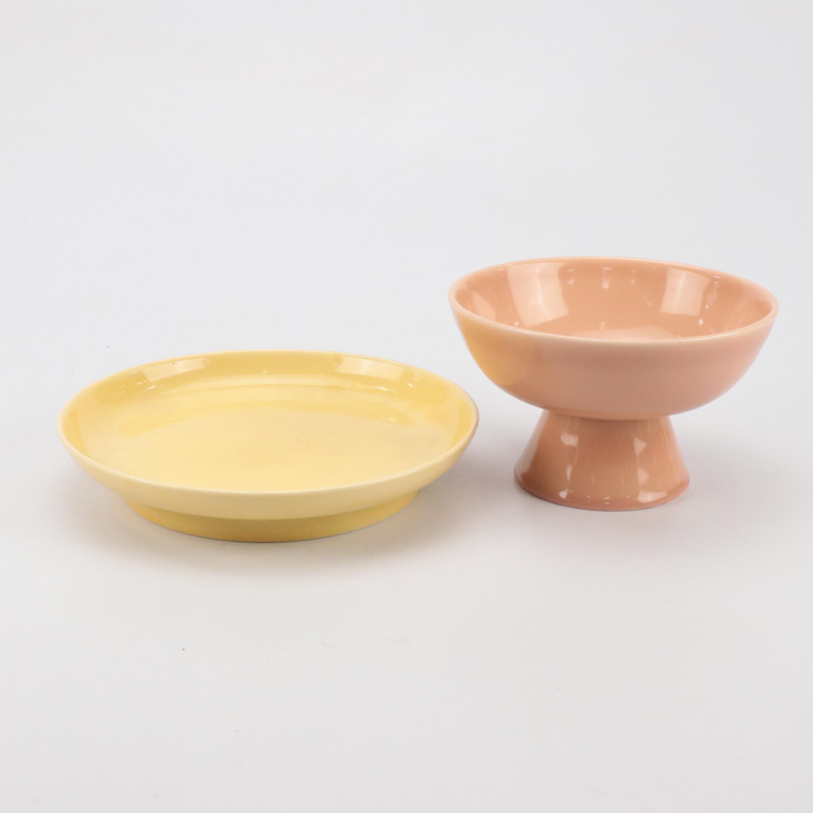 Kenton Hills Ceramic Footed Bowl and Plate, Mid 20th Century
